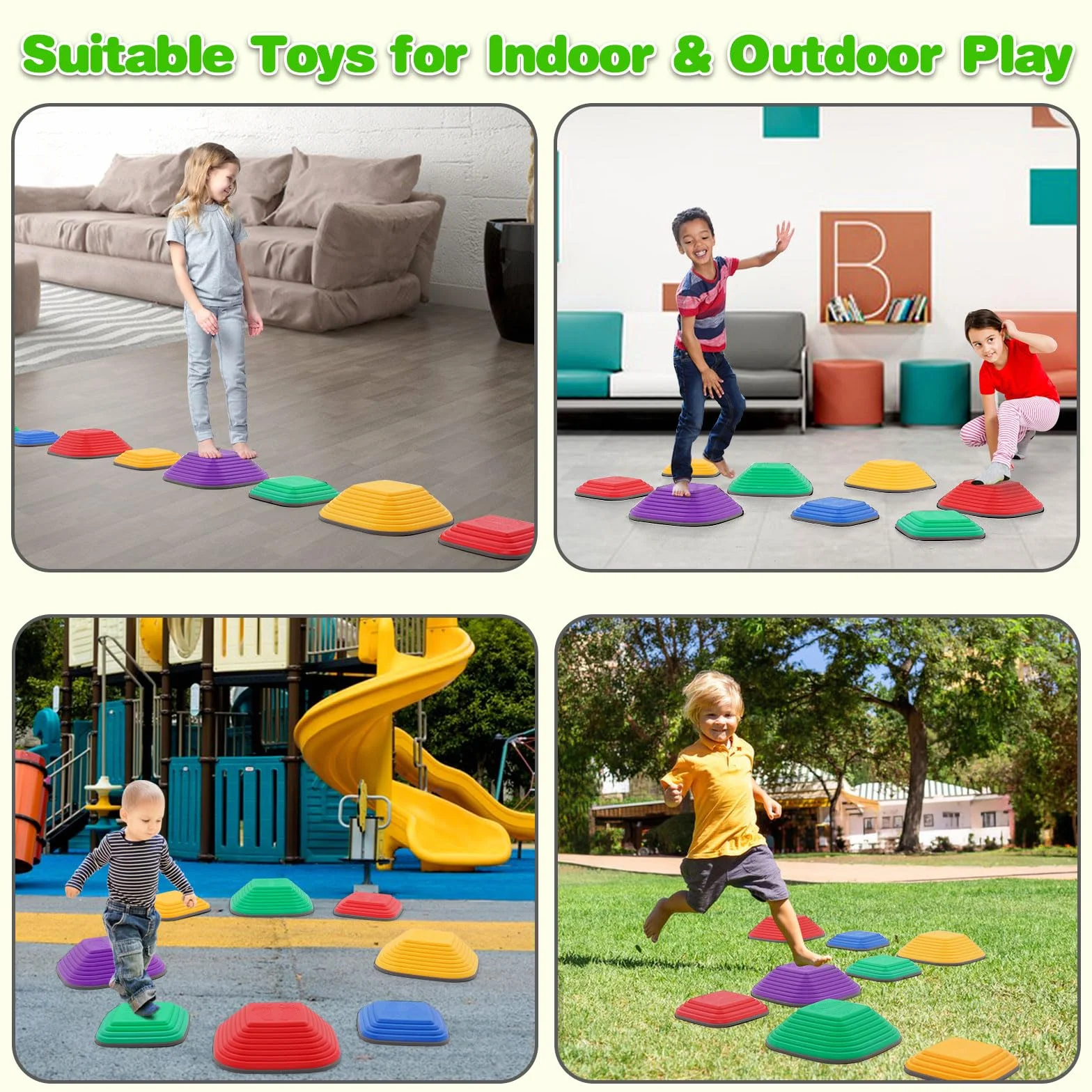 8 Piedras de Equilibrio para Niños,Piedras Apilables Antideslizante, Que Fomentan el Equilibrio y Habilidades Motoras en Niños, Curso de Obstáculos,Equipo de Juego para Jnteriores y Exteriores
