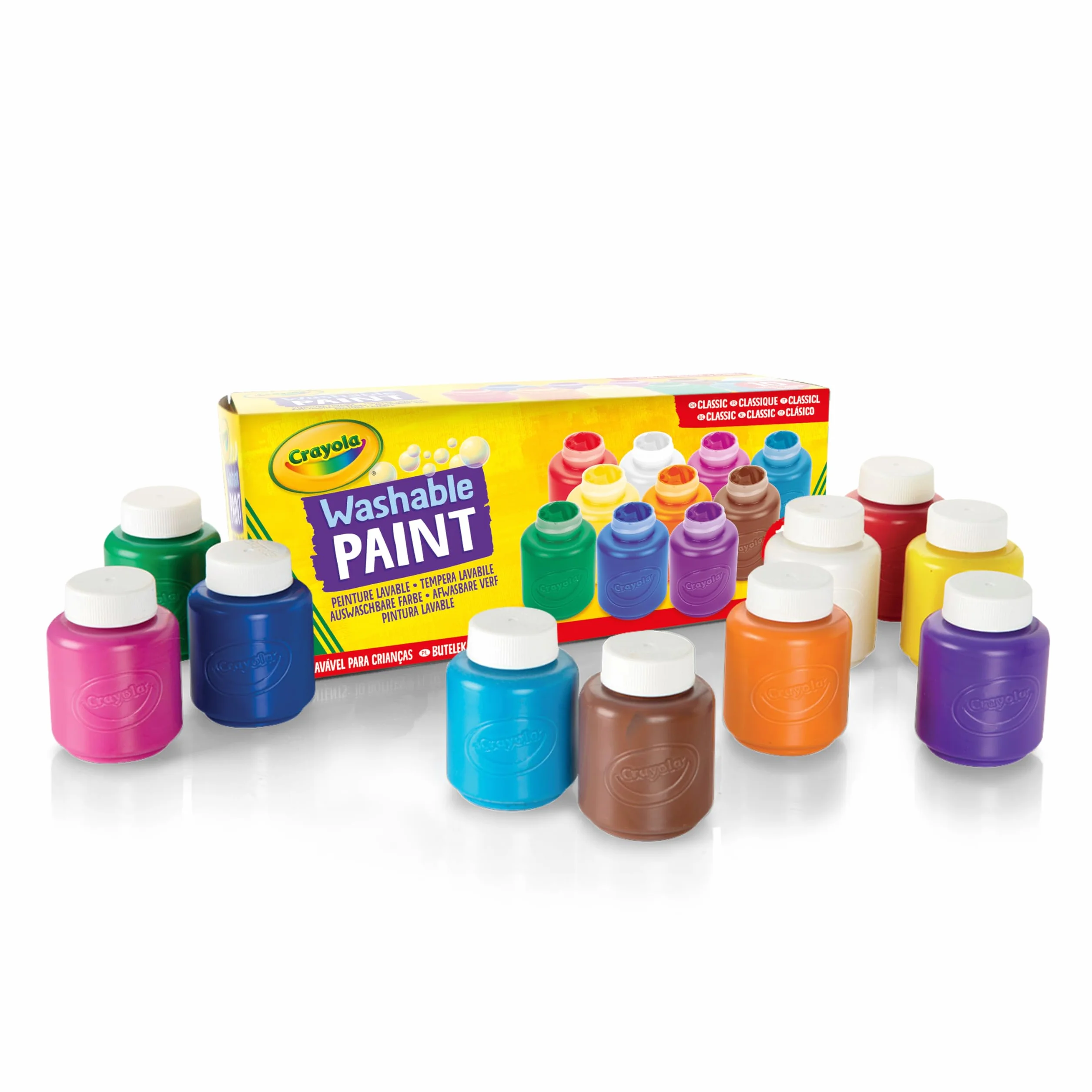 CRAYOLA - 10 Botes de Pintura Lavables, Paquete de 10 Botes de 59 ml, Edad Recomendada: a partir de 3 Años, 54-1205