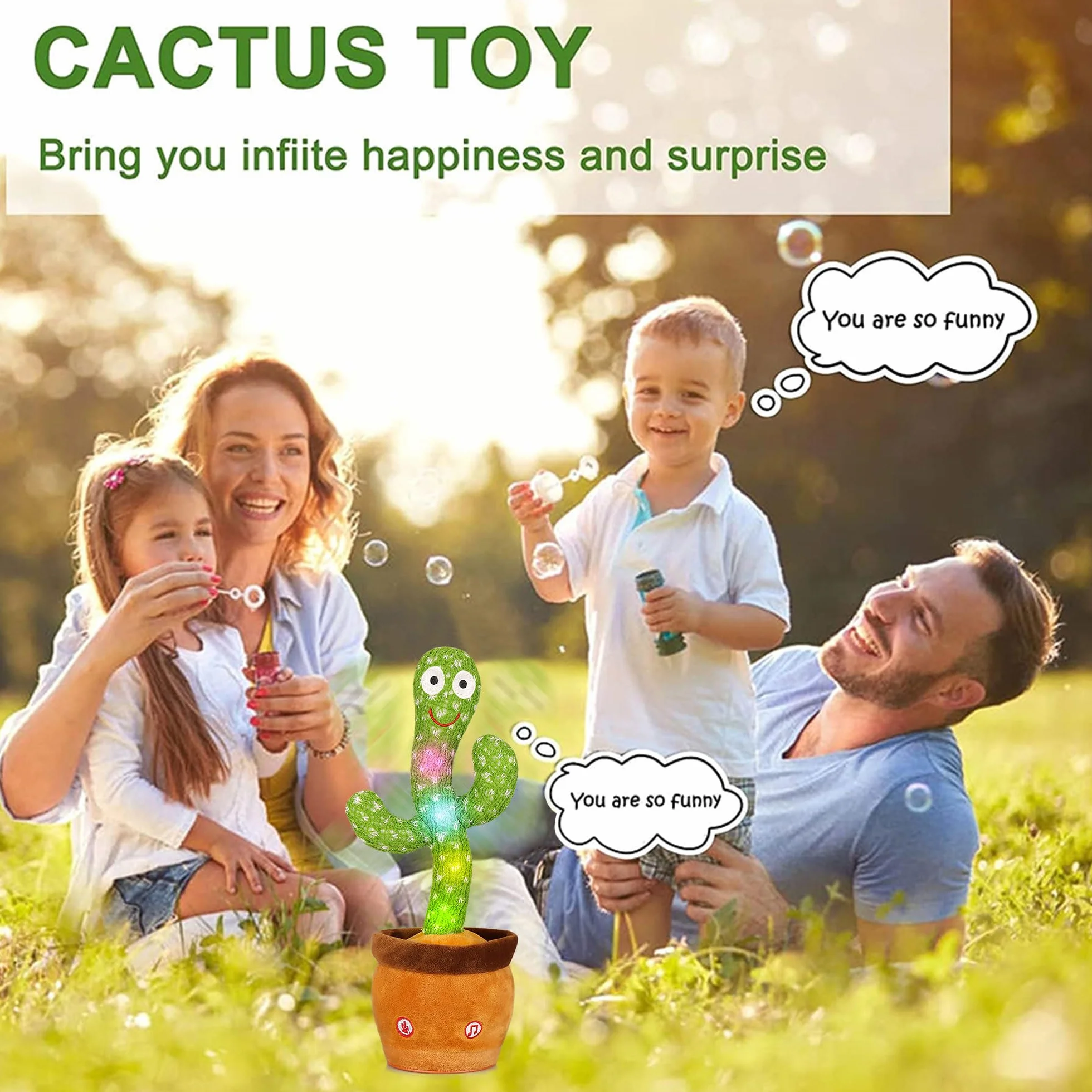 Cactus Bailarín | Interactivo Que Baila y Habla en Español | Peluche con Luces y Música Que Repite tu Voz | Regalo Original para Cumpleaños de Niños