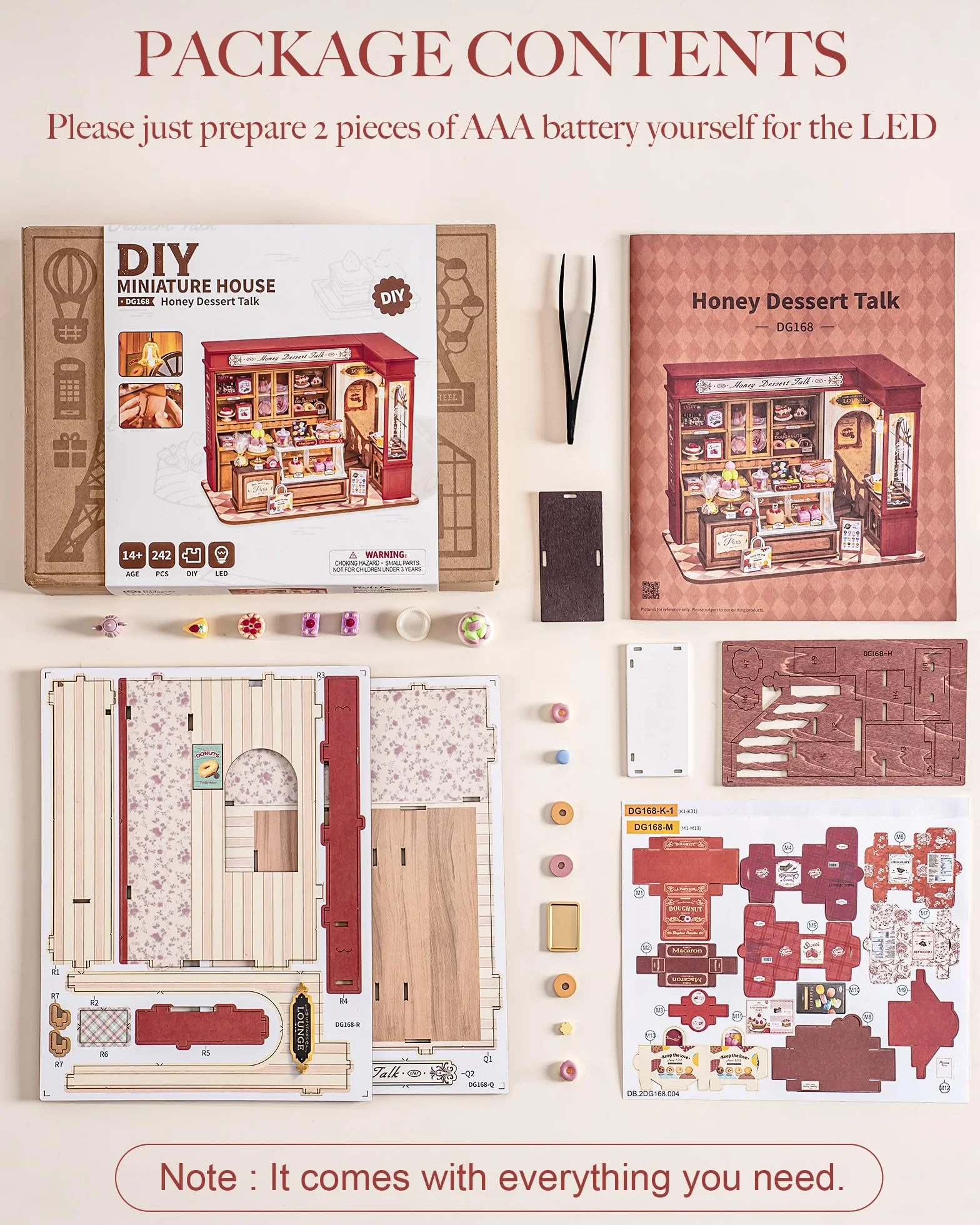 Rolife Miniatura Kit de Casa para Adultos Conversación Postre de Miel Kits de Modelos Casa de Muñecas Miniatura Decoración del Hogar Casa de Muñecas para Construir Regalo de Cumpleaños para Adultos