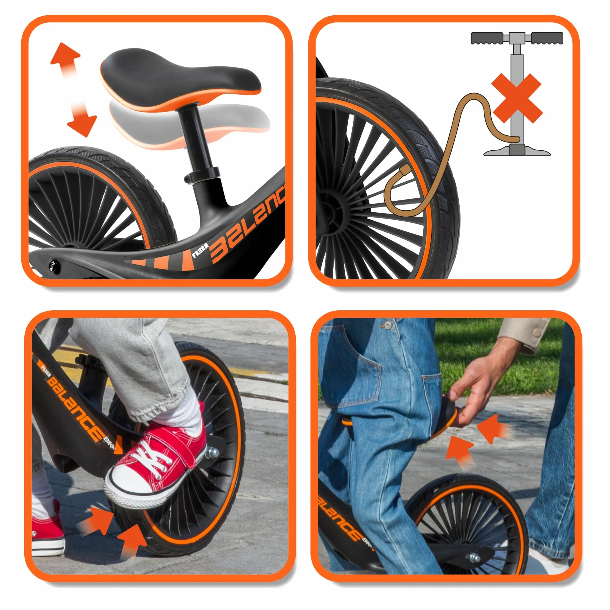 FEBER - Balance Bike, Bicicleta sin Pedales Deportiva, Estructura Ultraligera, Potencia la Coordinación y el Equilibrio, Empuñaduras de Goma con Sillín Ergonómico Ajustable, +2 años, Famosa (FED42000)