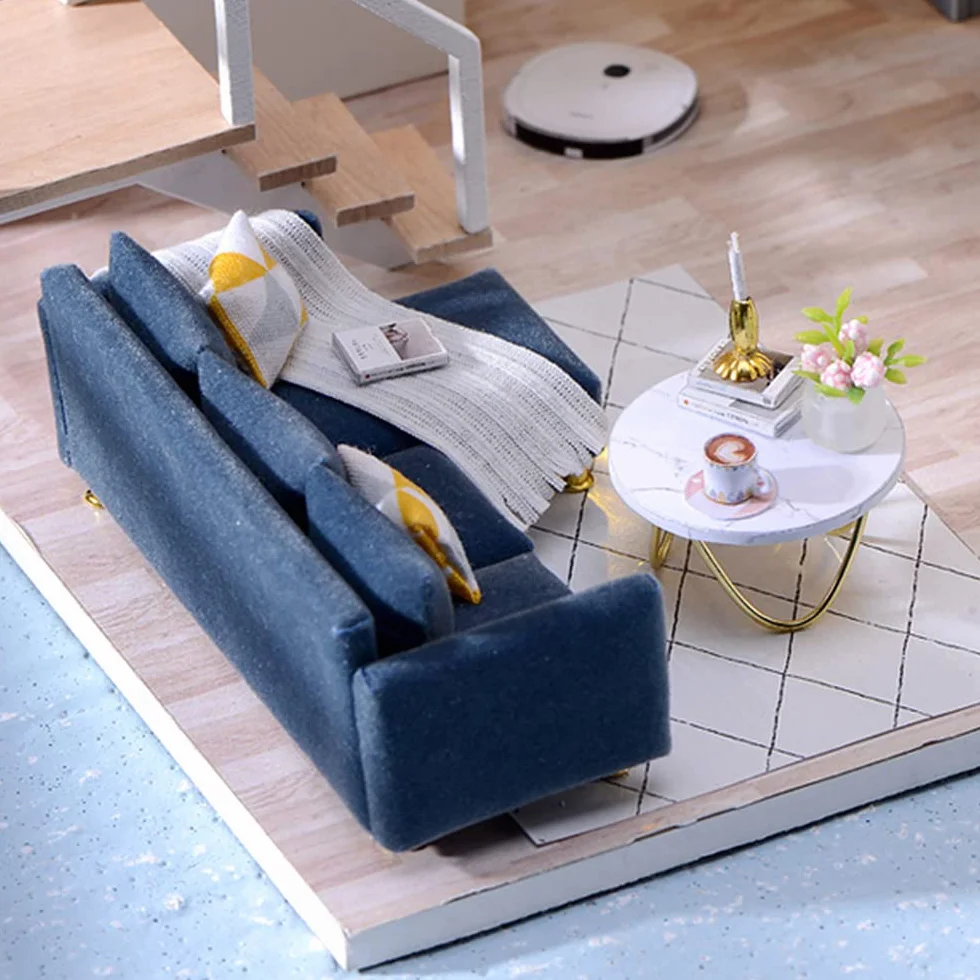CUTEBEE Casa De MuñEcas En Miniatura con Muebles, Kit De Casa De MuñEcas De Madera DIY Plus A Prueba De Polvo Y Movimiento Musical, Escala 1:24 Idea Creativa De HabitacióN - L32