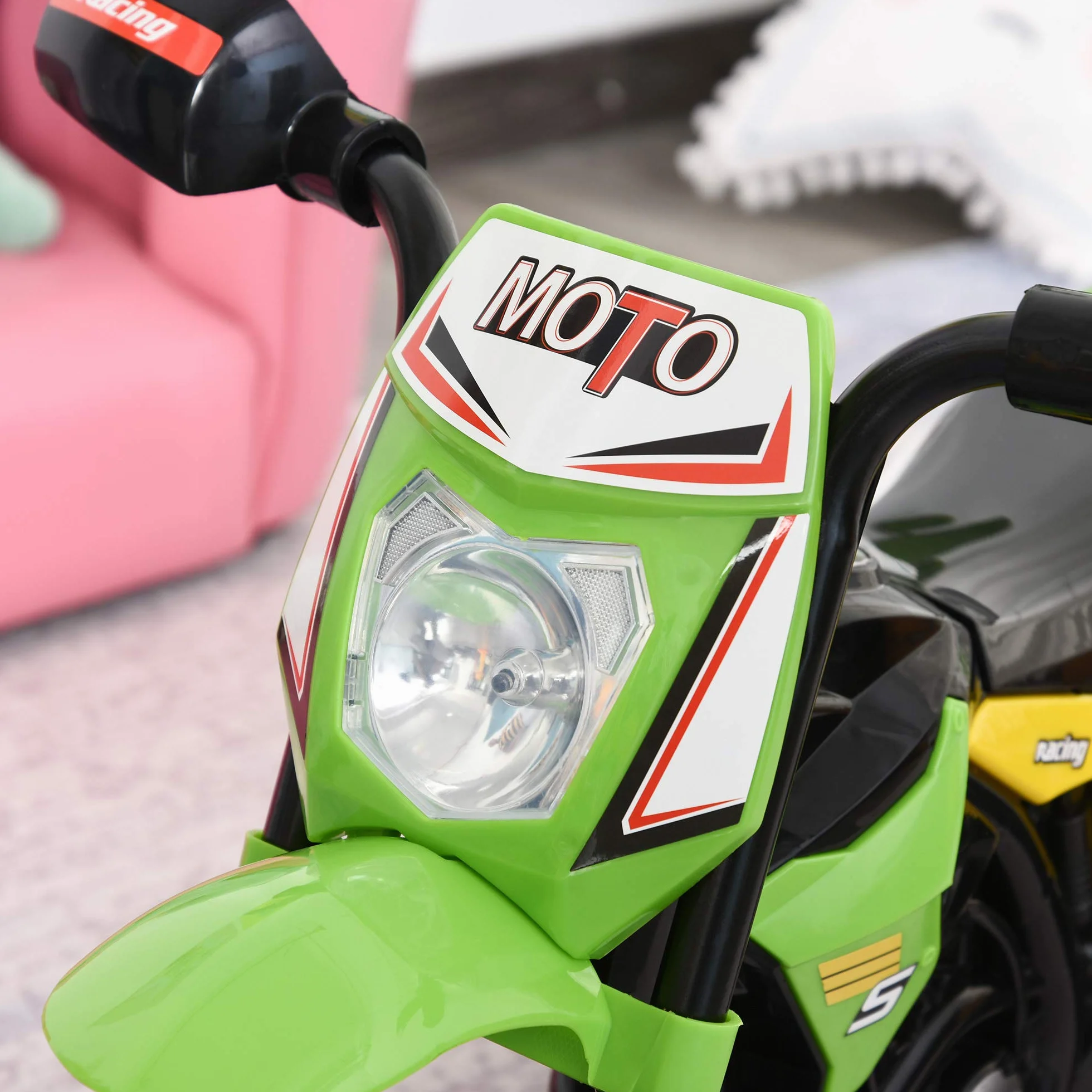 HOMCOM Moto Correpasillos para Niños de 18-36 Meses Triciclo para Niños Triciclo Infantil con 3 Ruedas Luces y Músicas Carga 20 kg 71x40x51 cm Verde