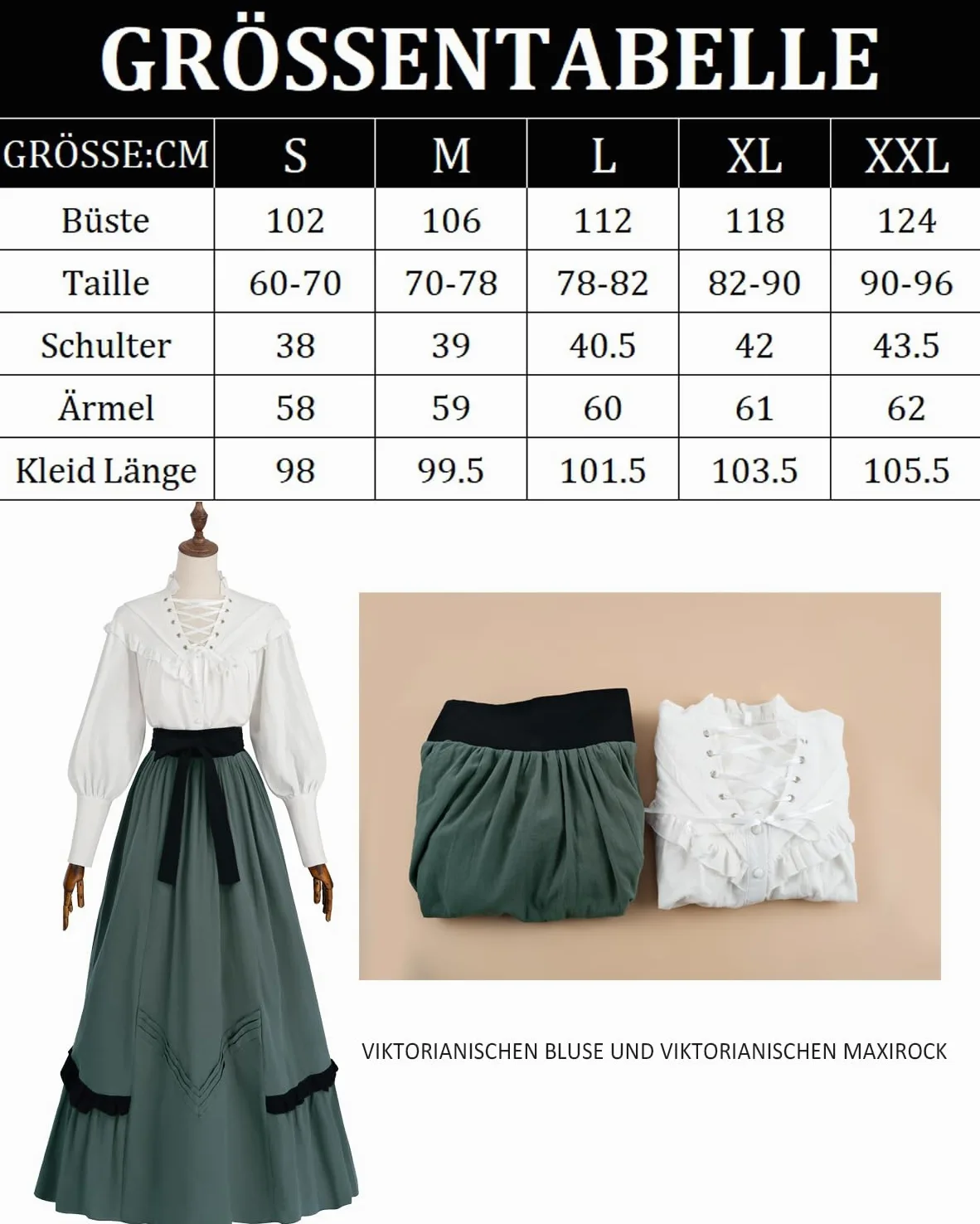 Fiamll Vestido victoriano para mujer, disfraz renacentista, blusa eduardiana, falda renacentista, vestidos de fiesta
