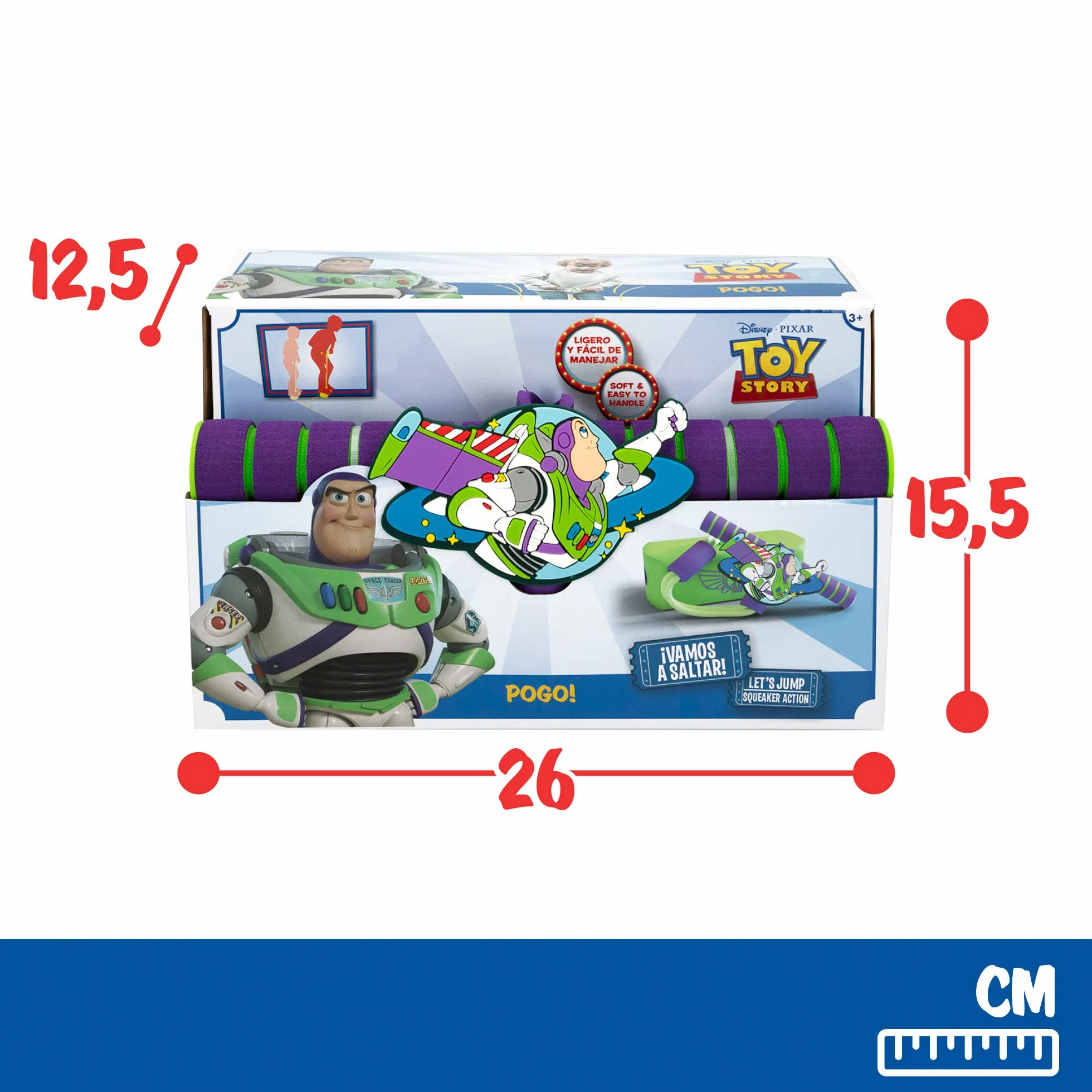 COLORBABY Disney, Pogo stick Buzz Lightyear, Toy Story juguetes, jumper de goma 42cm de altura, saltarín ligero y fácil de transportar, niños a partir de 3 años (77322)