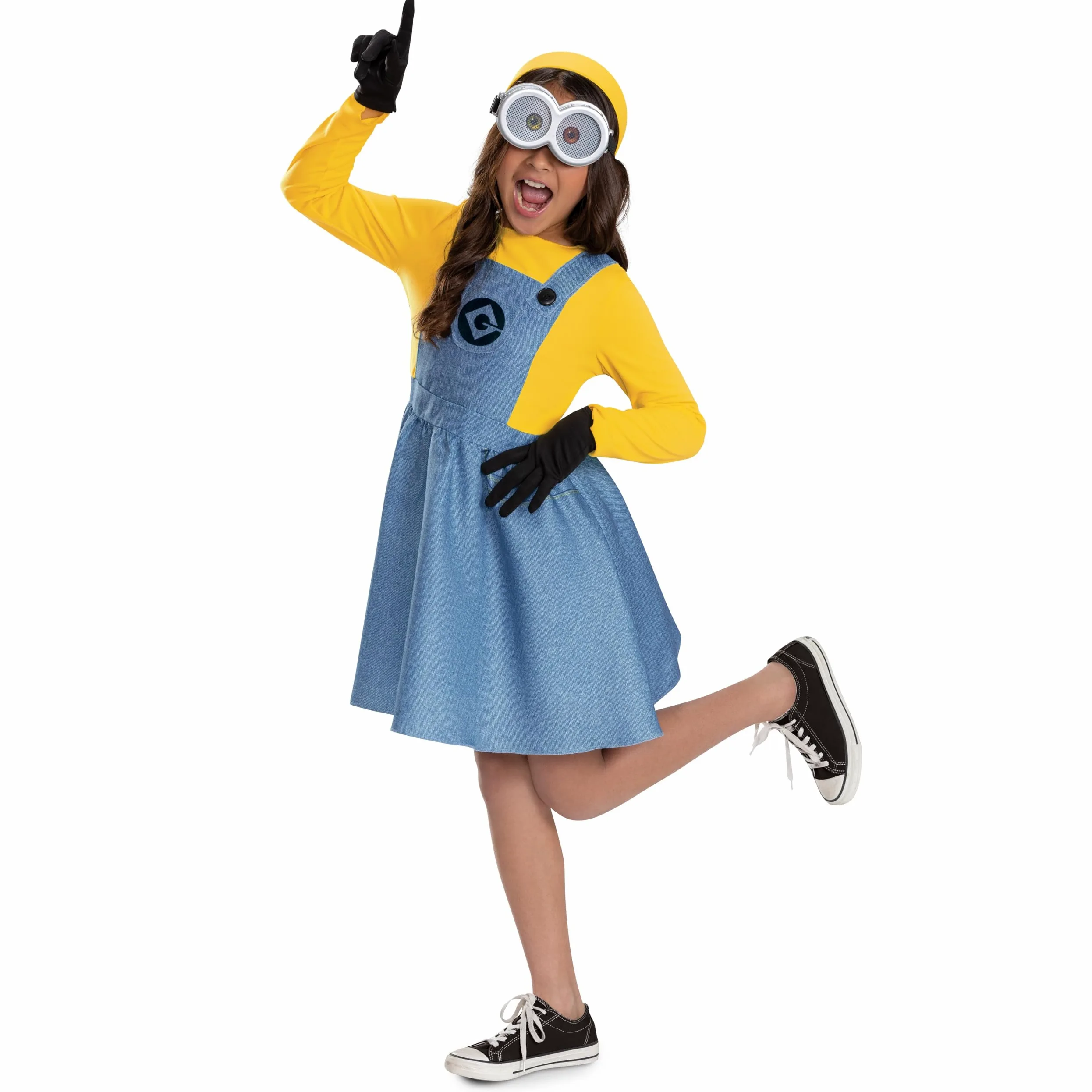 Despicable Me Minion - Vestido de disfraz para niñas con guantes, gafas y diadema