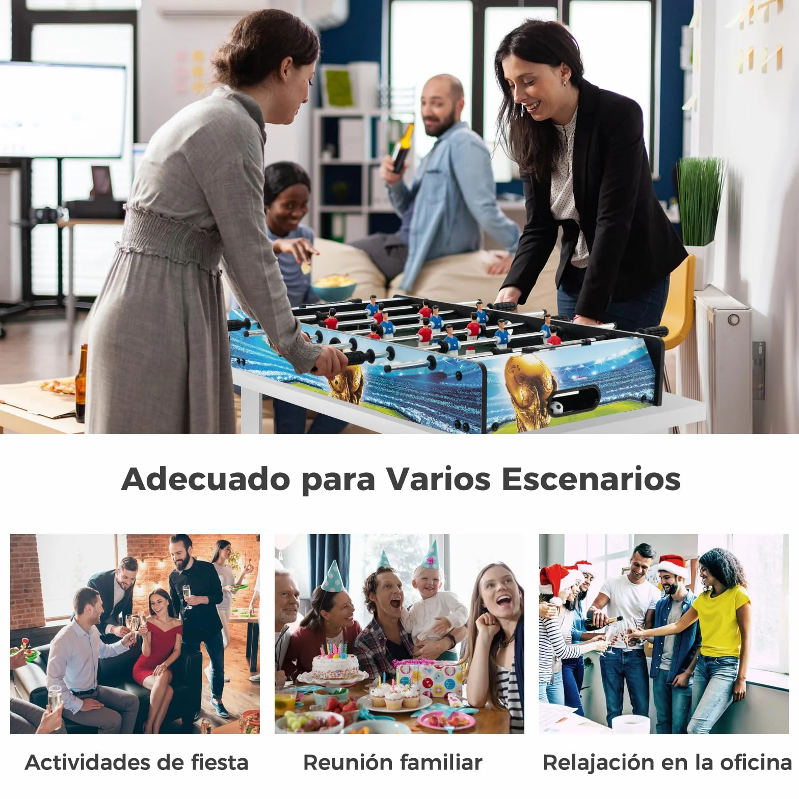 COSTWAY Futbolín de Mesa de 94 cm, Futbolines con Marcador, Patas Extraíbles, Juego de Fútbol para Sala de Juegos, Fiestas, Metegol, Futbolines para Niños y Adultos, 94 x 51 x 68,5 cm
