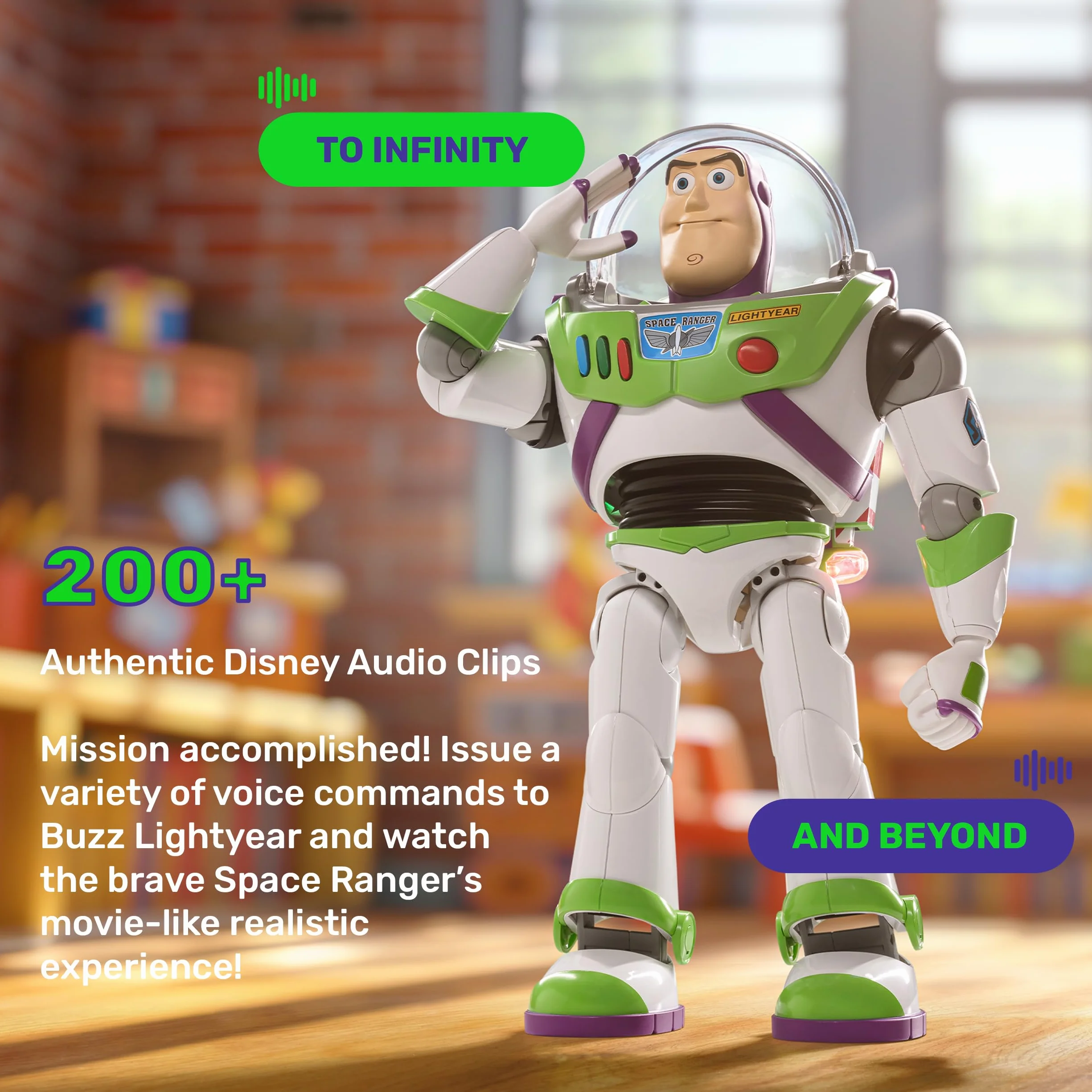 Robosen Robot Interactivo Buzz Lightyear – Control por Voz y App, Movimientos realistas, 200+ Clips de Audio, Modo Mini Teatro, acciones programables, alas Extensibles, láser y Efectos LED