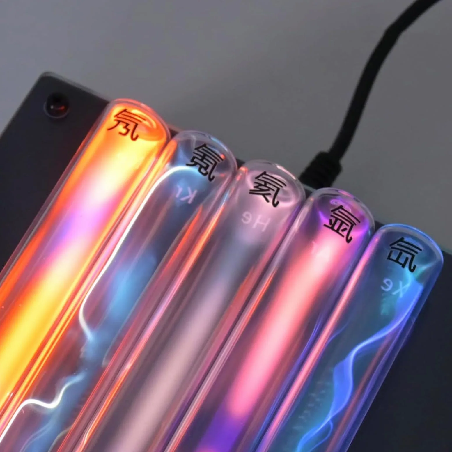 Lámpara con 5 Tubos De Plasma, Dispositivo Luminoso De Vidrio con Tubos De Plasma, Luz De Neón con Gases Raros, para Decoración De Fiestas, Señal De Advertencia para Actividades Al Aire Libre