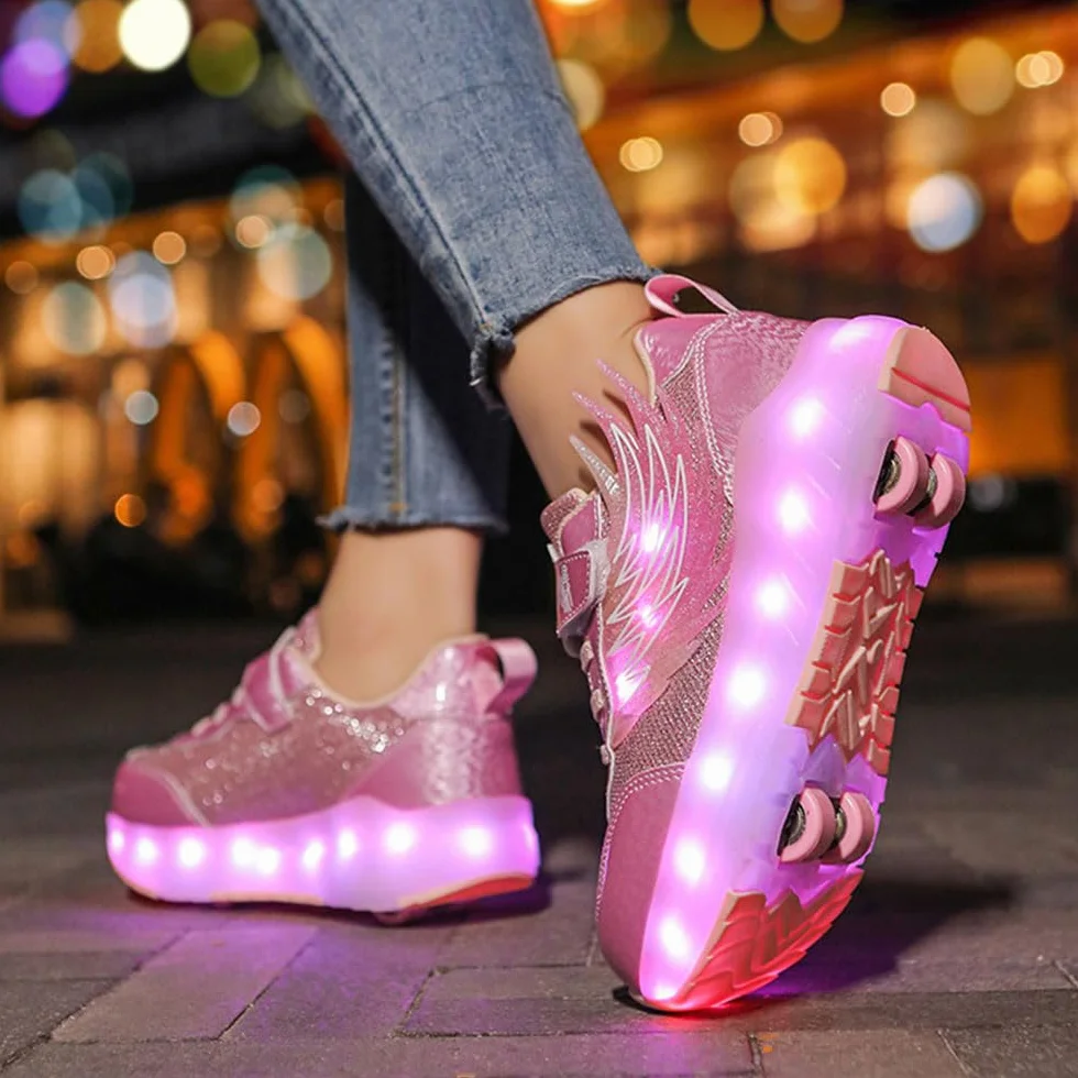Zapatillas con Ruedas Niña Niño 30-40 EU Moda Transpirable Patines Verano Multifuncionales