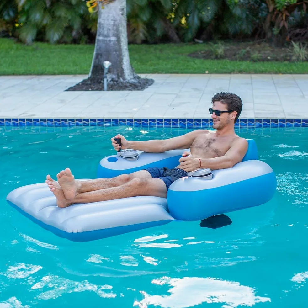 Flotador de tumbona de piscina motorizado con hélice eléctrica giratoria de 360 grados para piscinas, lagos y fiestas