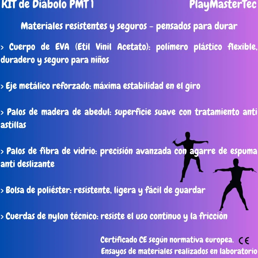 Diábolo Azul Eje Fijo Kit 2 Juegos de Palos niños y Adultos Regalo Ideal