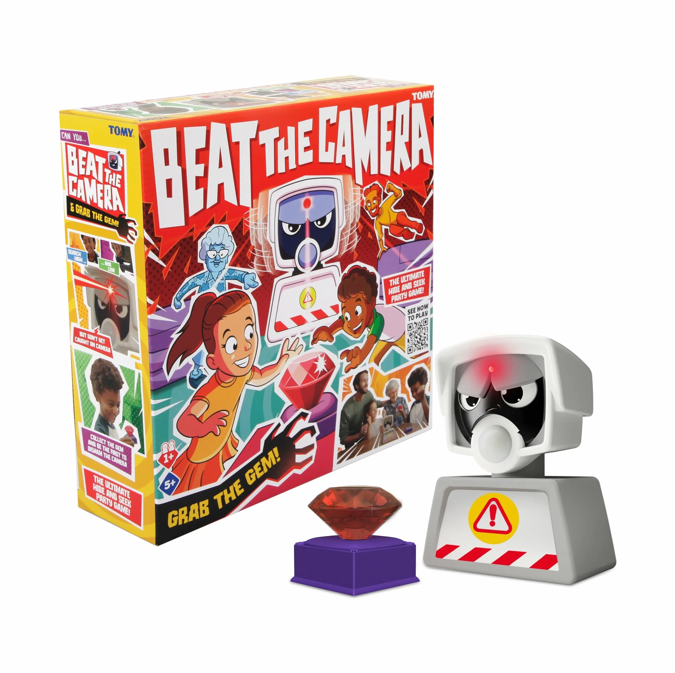 TOMY Games Beat the Camera - Pasa la seguridad, roba gemas, deshabilita la alarma - Fiesta de búsqueda del tesoro y juegos familiares de interior - para niños mayores de 3 años - Regalos de cumpleaños