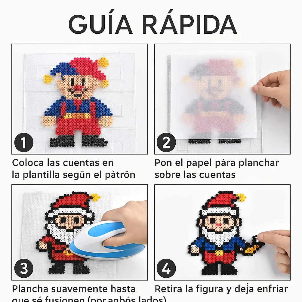12 Placas cuadradas transparentes Juego de Cuentas Beads - 14.5 x 14.5 cm 2 Pinzas,Papel de Planchado, Libro Hama 90 patrones Transparente placa interconectable
