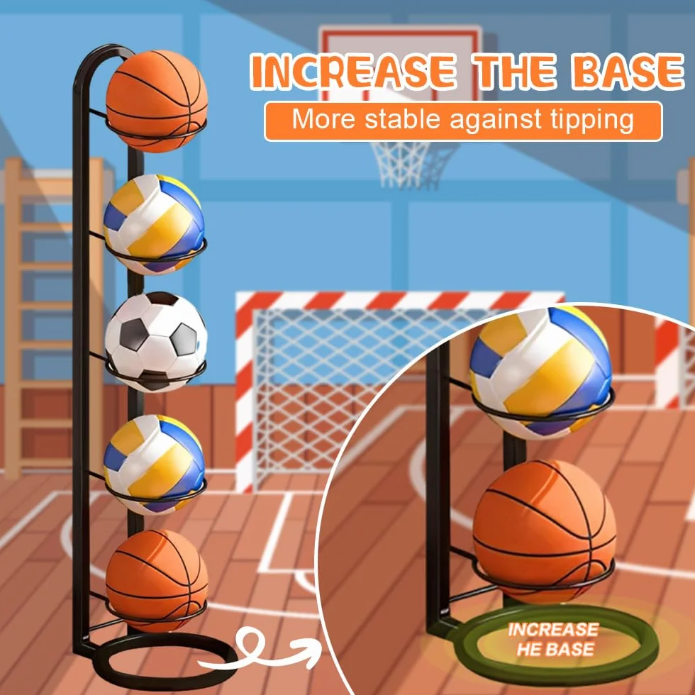 Estante de Almacenamiento de Pelotas 5 Niveles Soporte Vertical para Balón de Fútbol Baloncesto