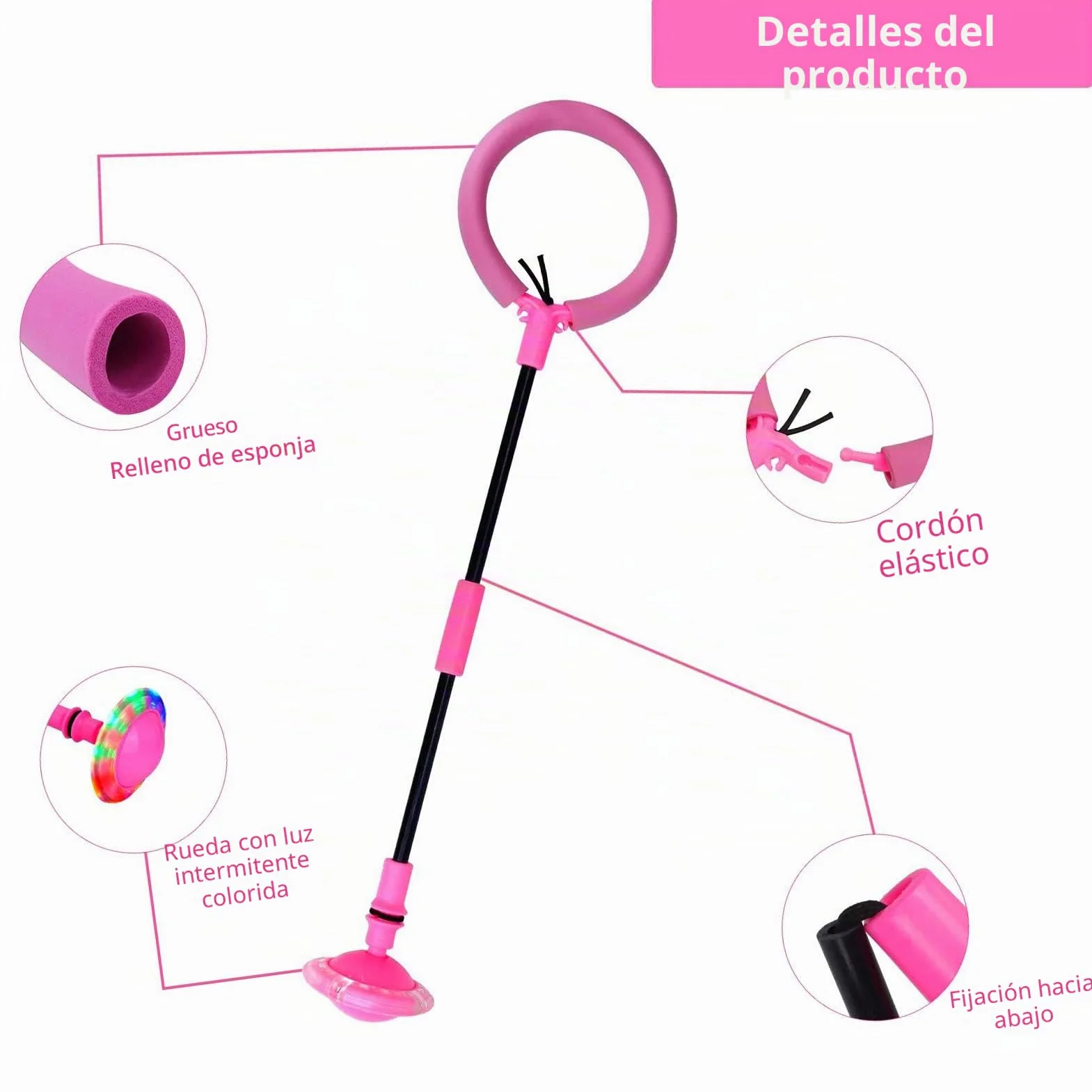 Pelota De Salto De Tobillo con Flash Plegable para Niños Adultos Ejercicio (Rosa)