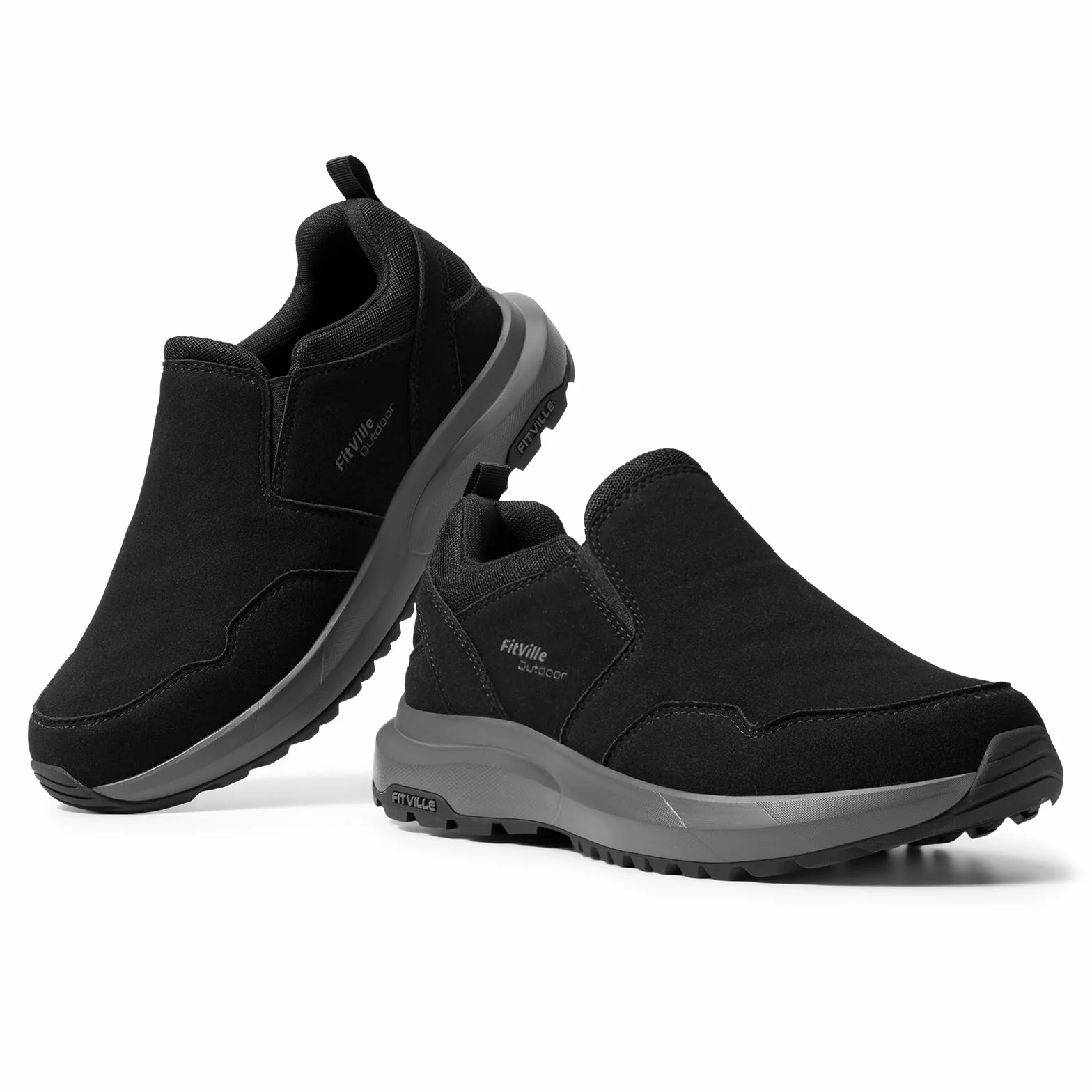 FitVille Zapatillas Sin Cordones Hombre Ancho Casual Mocasines Antideslizantes Slip-on Walking Sneakers