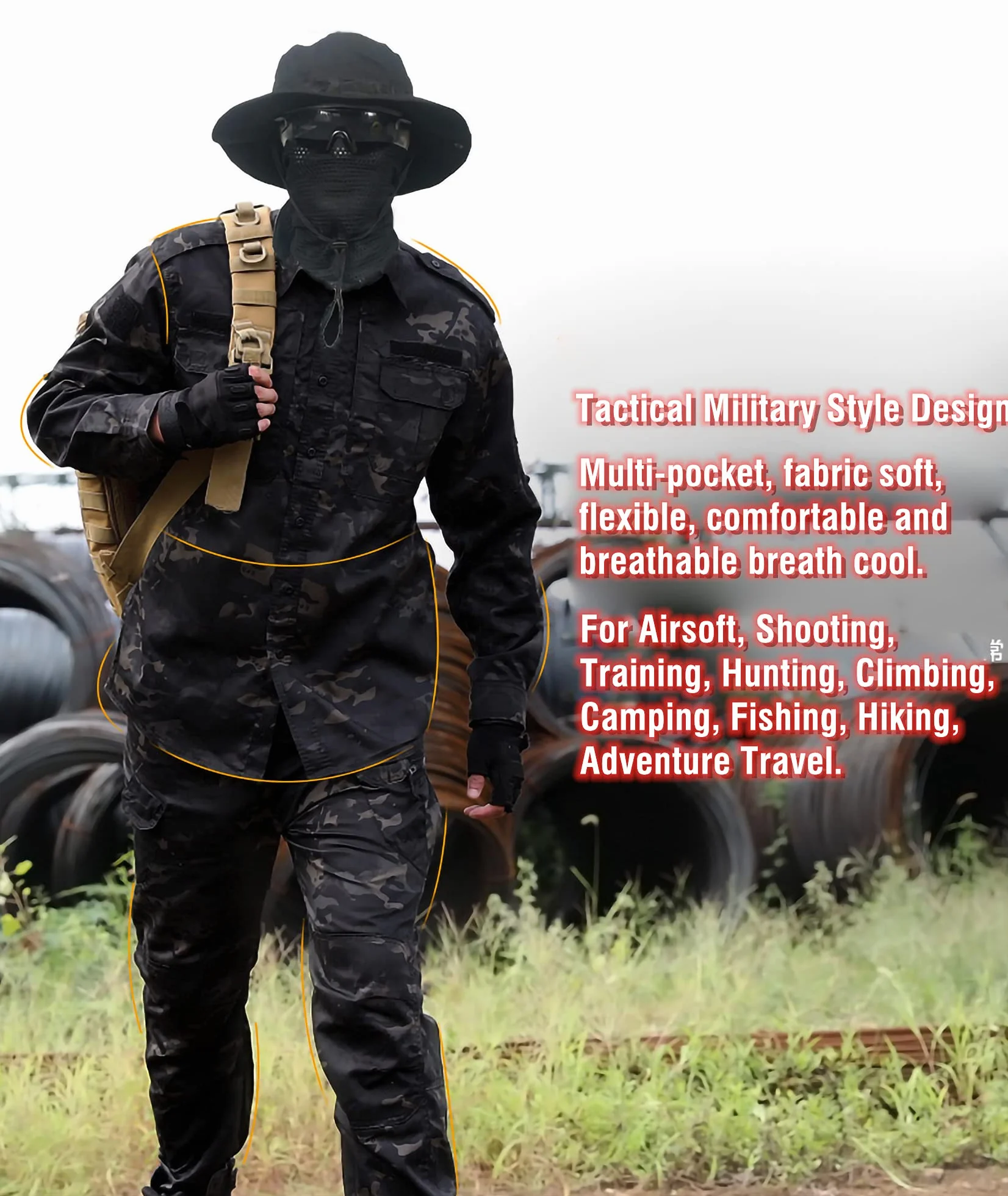 Uniformes Tácticos Camuflaje Ropa Caza Airsoft Chaqueta Pantalones BDU Combat Suit Juego de Guerra