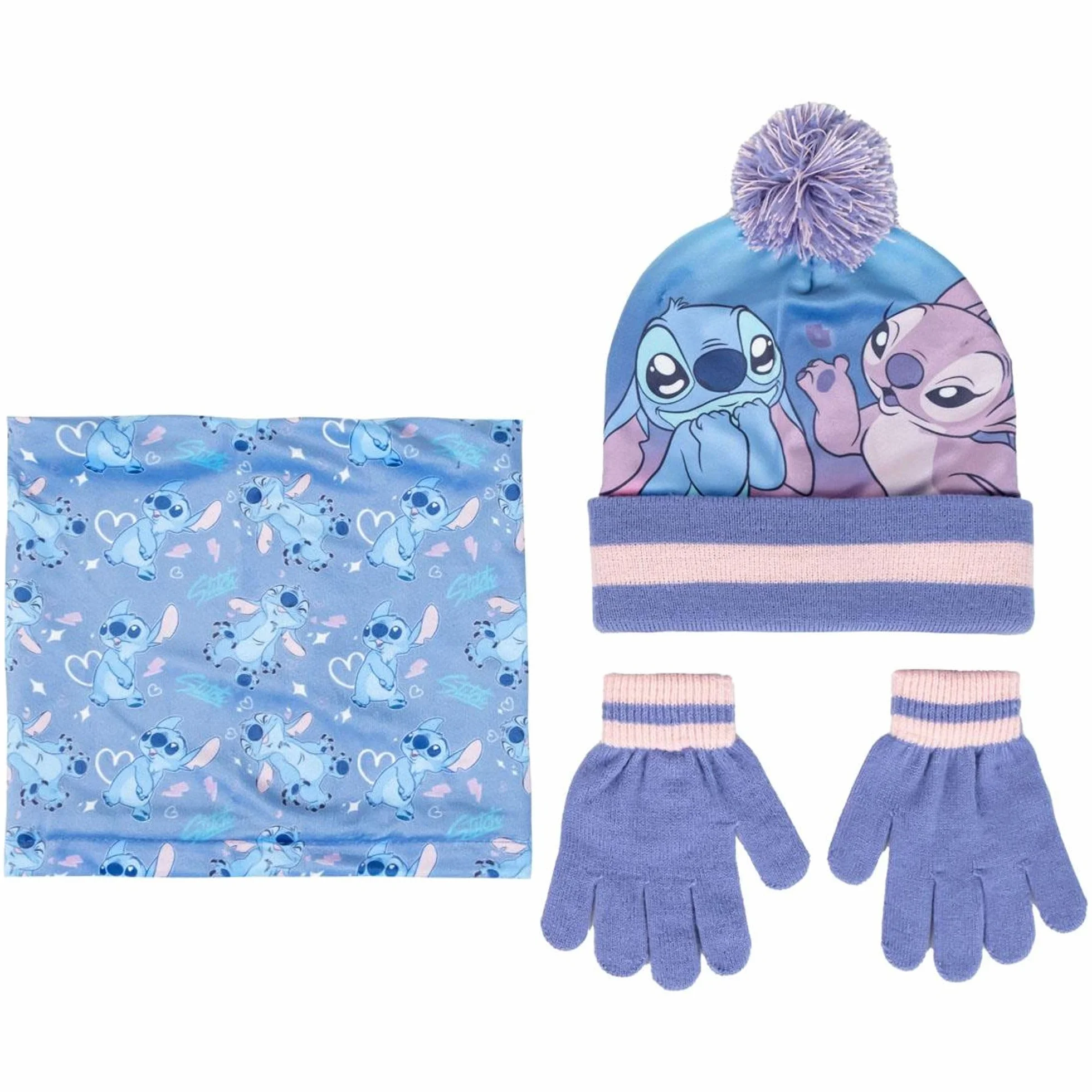 Stitch Conjunto Gorro Guantes y Braga Cómodo Práctico Pack Completo