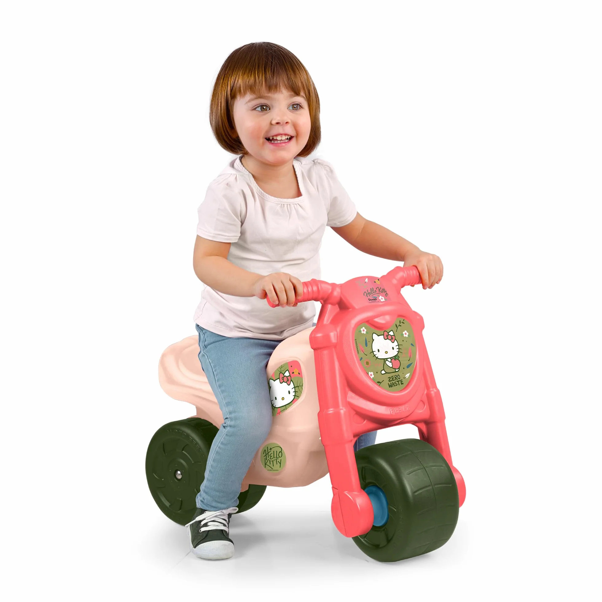 FEBER - Hello Kitty Motofeber, Correpasillos con Forma de Moto y con Pegatinas Divertidas de Hello Kitty, Estable y Seguro, Desarrollo niños y niñas de 18 Meses a 3 años, Famosa (FE200000)