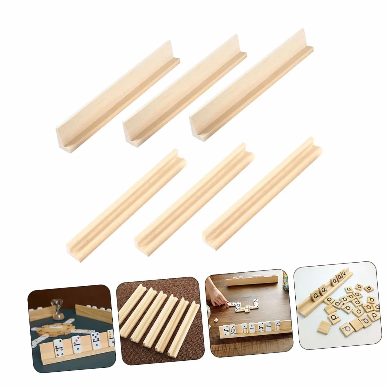 UPKOCH Bandejas de Madera para Dominó 6 Piezas Soporte para Tarjetero Combinación Libre para Desarrollo Manual en Hogar y Oficina