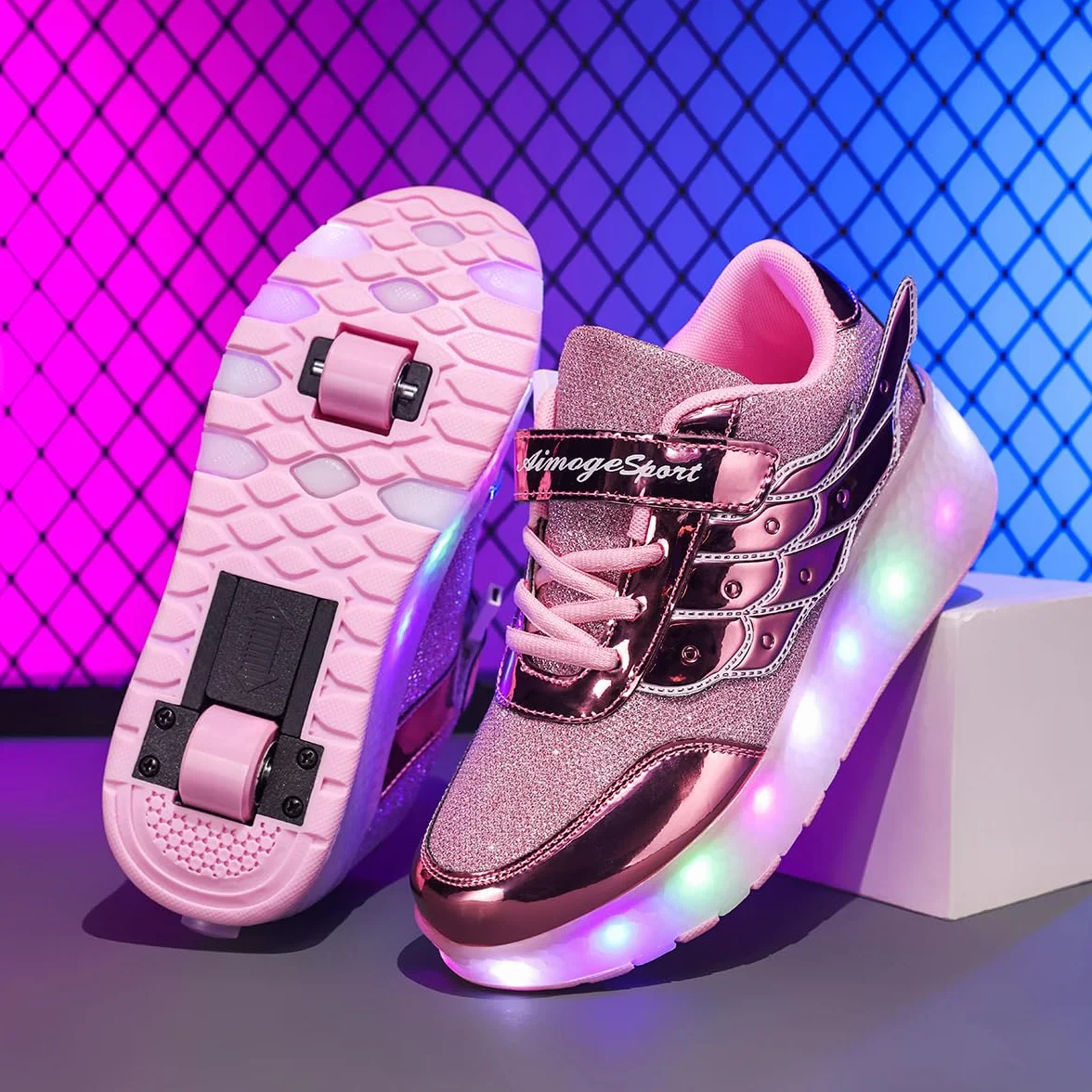Zapatos de Skate LED Recargables con Luces Coloridas Parpadeantes para Niños