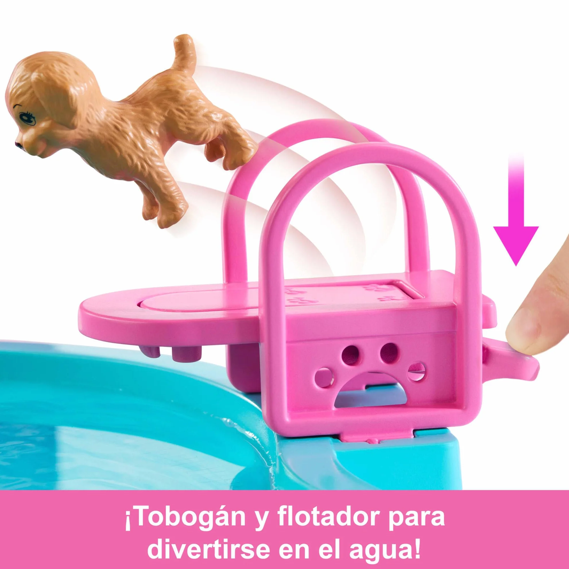 Barbie Piscina de ensueño Conjunto de Juego con 6 Zonas de Juego, Incluyendo un Jacuzzi con tobogán y Burbujas, además de más de 20 Accesorios como Mascotas, flotadores y Mucho más, JKG83