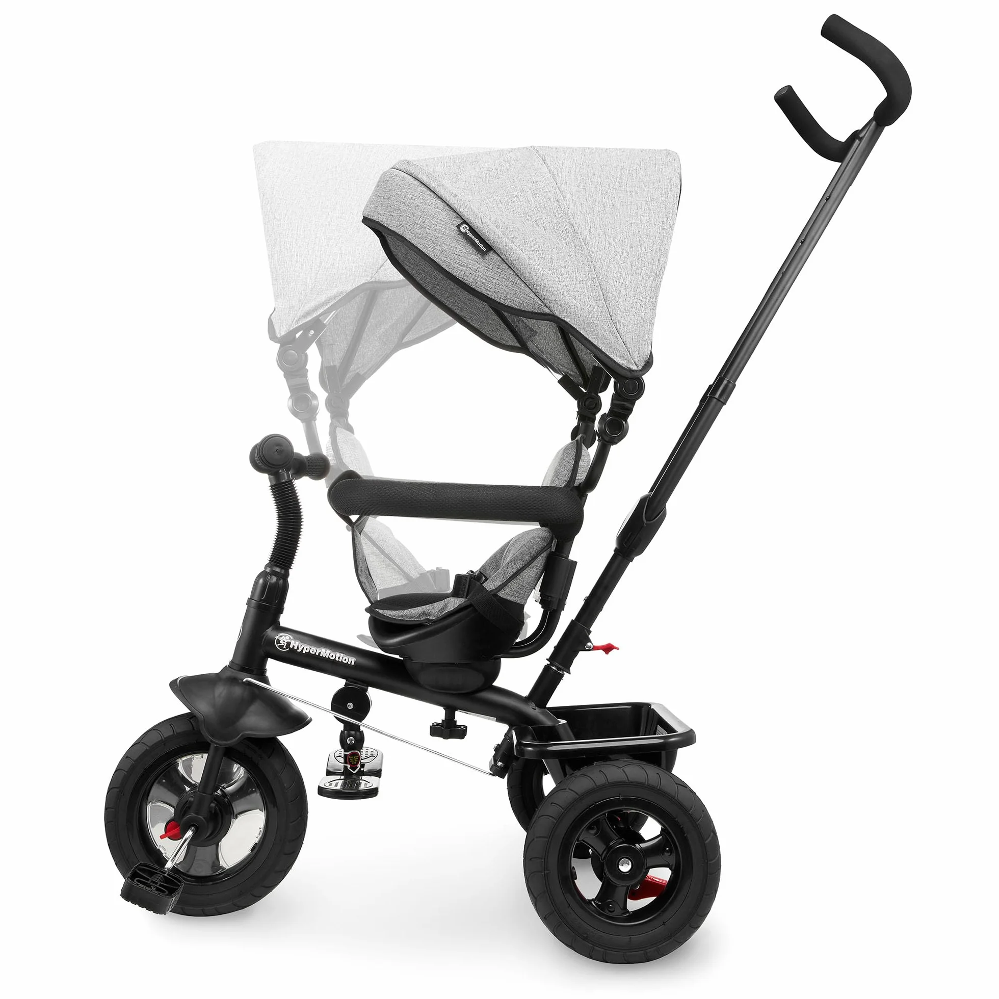HyperMotion Triciclo Infantil con Manillar para Padres - Bici Bebé 1 Año Evolutiva hasta 20kg - Modelo Similar Kinderkraft con Barra de Empuje - Saltador Bebe Gris