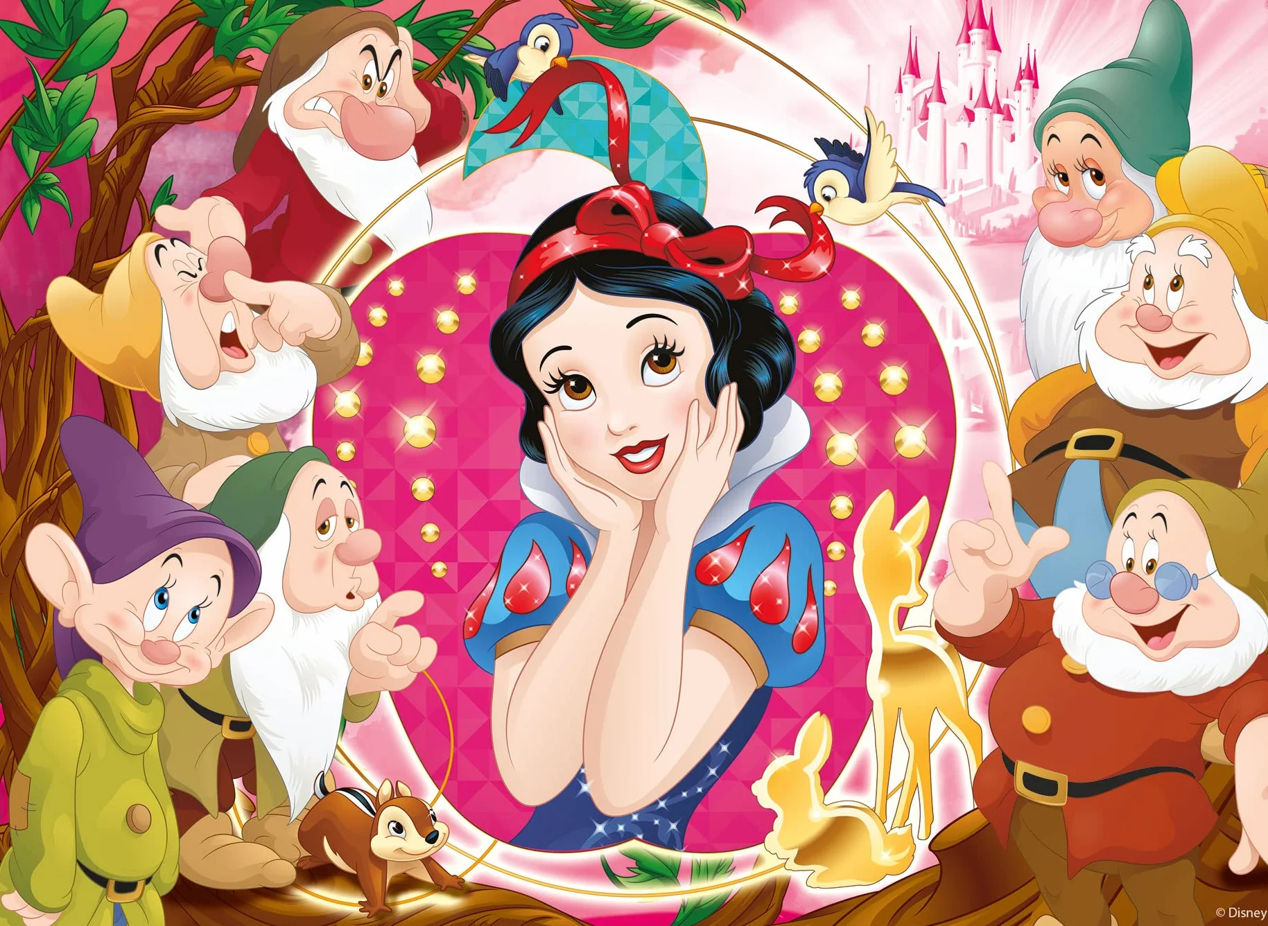 Lisciani Puzzle Disney Princesas 4x48 Piezas 2 en 1 Doble Cara para Colorear 192 Piezas