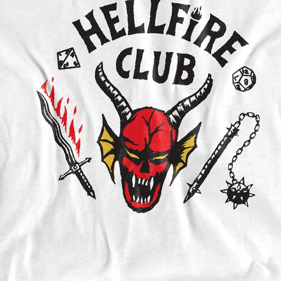 Stranger Things Hellfire Club Kids T Shirt White Unisex Camisa Pack de 1
