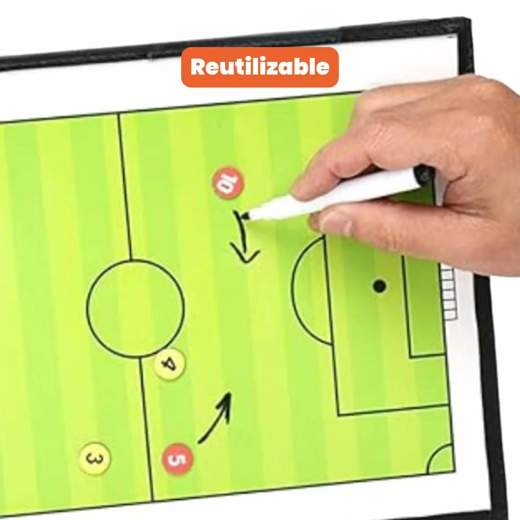 Pizarra de Fútbol para Entrenador con Guía de 50 Ejercicios, Pizarra Táctica Magnética para Fútbol y Fútbol Sala