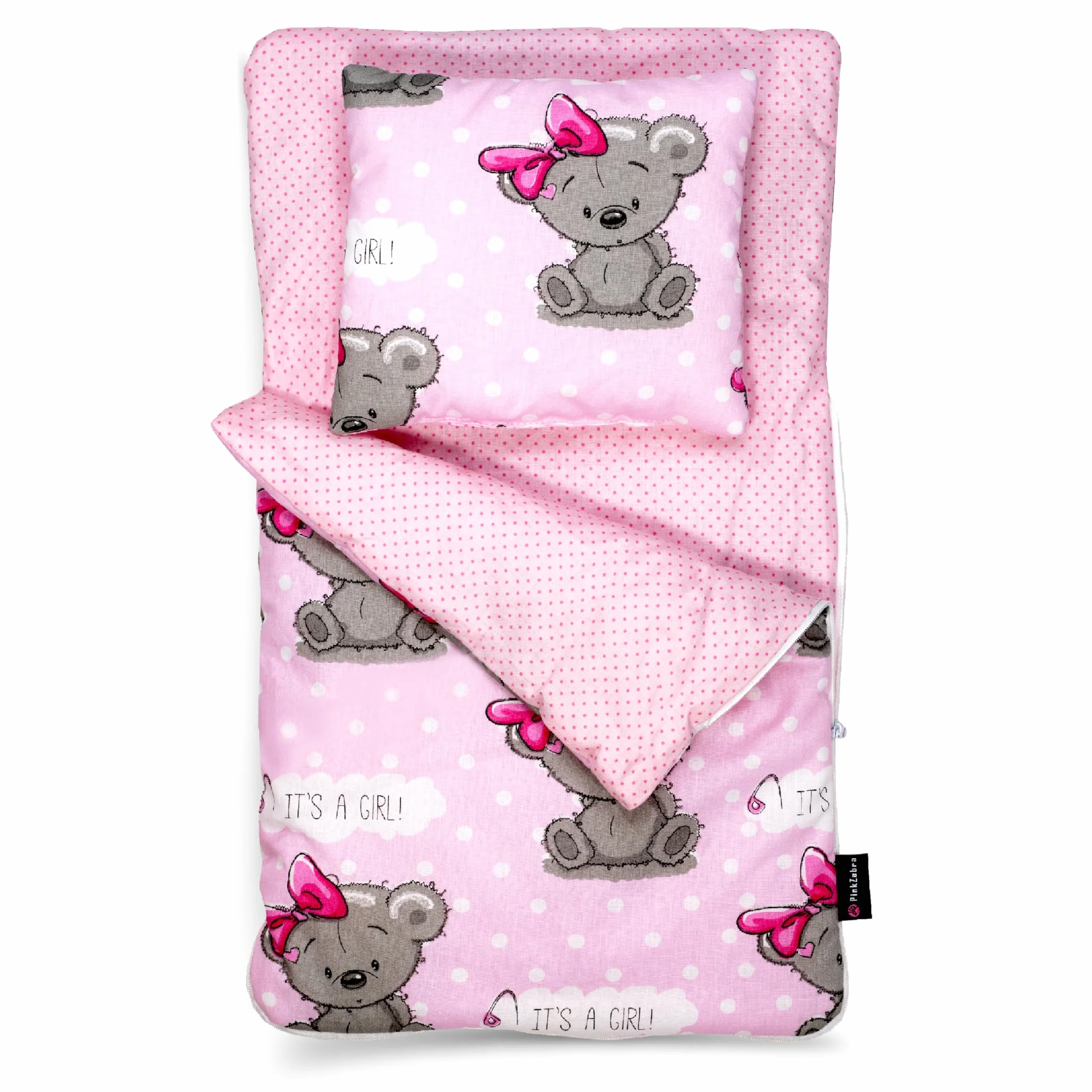 PinkZebra Sacos de Dormir para muñecas por Ambos Lados, Juego de 2 Piezas para cama, Ropa de Cama para muñecas de algodón