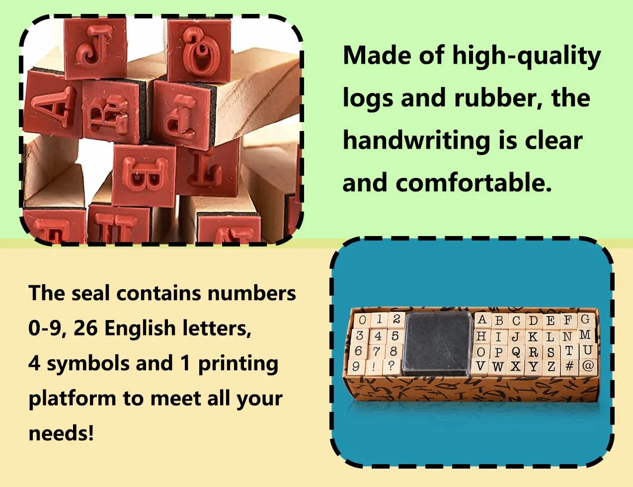 ZoeTekway 40 piezas de sellos de letras, alfabeto de madera sellos de letras, números y símbolos, con almohadilla de sellos, para scrapbooking arte artesanía tarjeta de decisiones