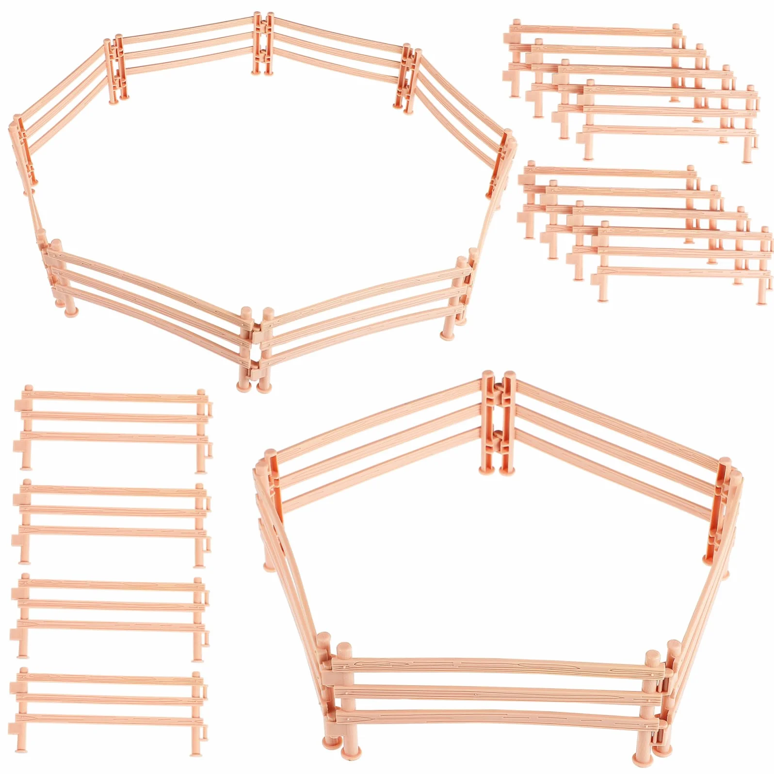 ibasenice Vallas De Juguete para Granja 50 Piezas Beige para Niños Set De Paneles Puntales para Establo y Figuras Animales Juego Creativo y Educativo