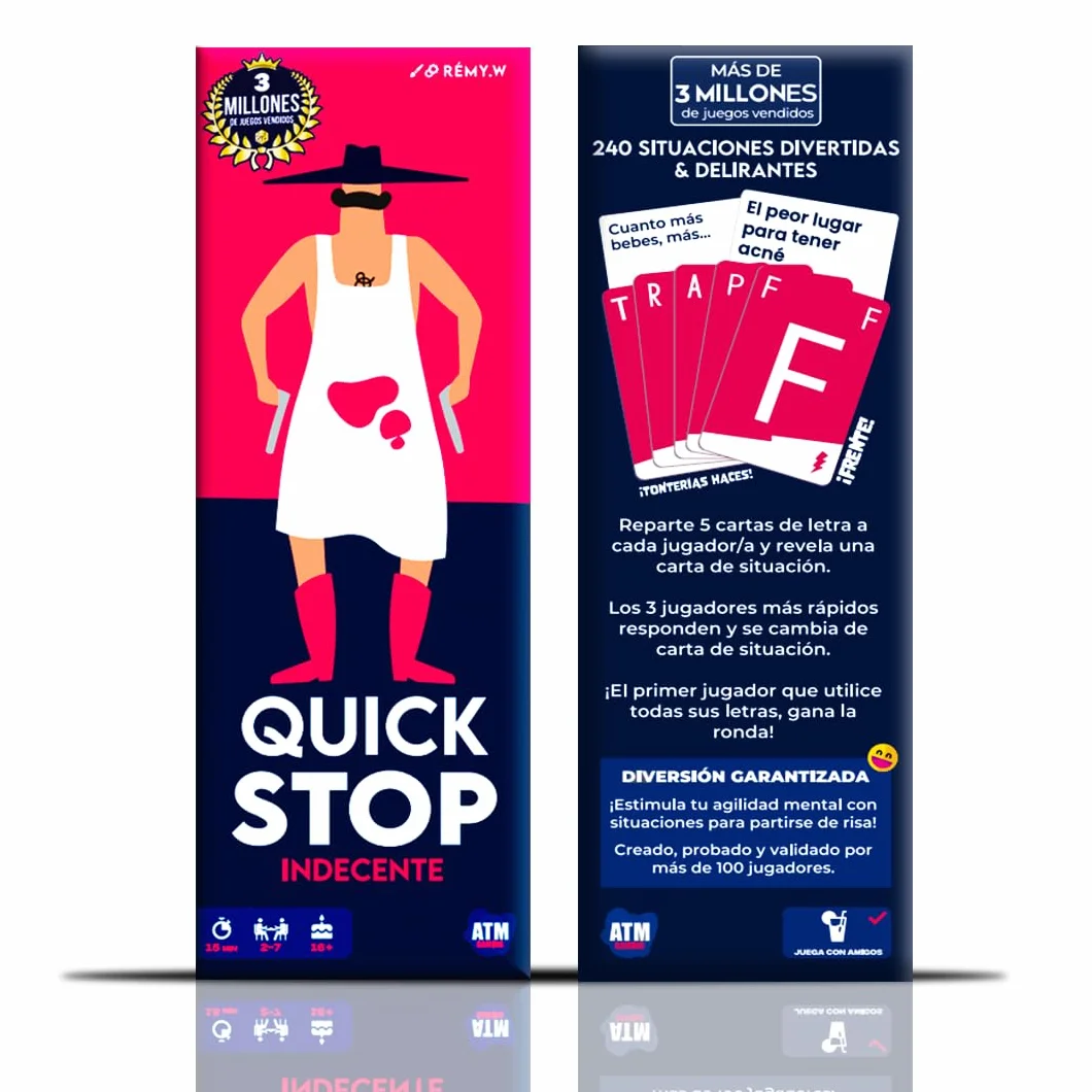 QuickStop - Juegos de Mesa para Adultos y Familia +16 - Dinámico, Rápido y Atrevido - De 2 a 7 Jugadores - Juego de Fiesta para Amigos - Español