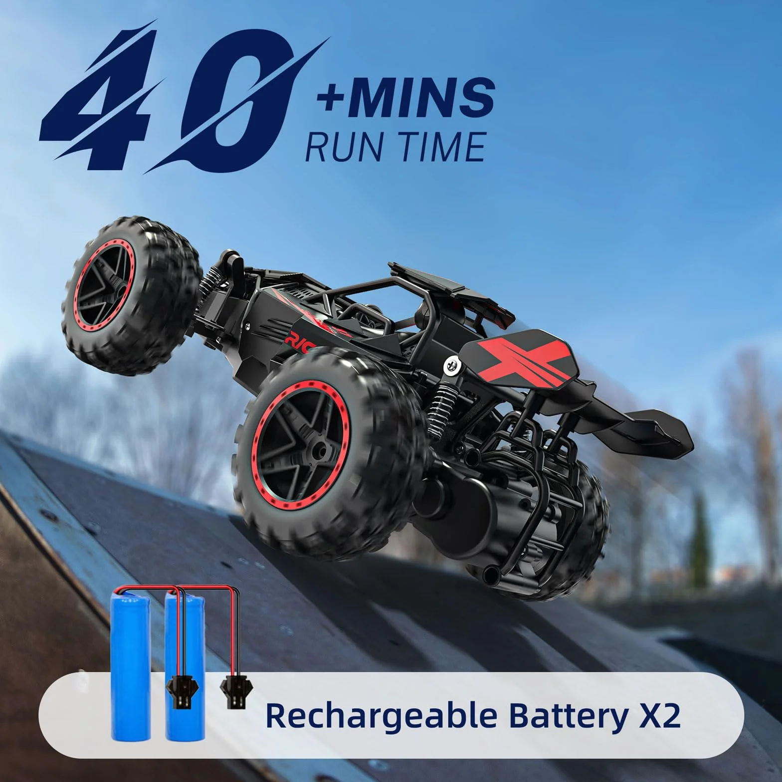 ACAMMZAR Coche Teledirigido para Niños, 1:18 20+KM/H Off Road Monster RC Truck, Control Remoto RC Coche para Años y Adultos, Rojo