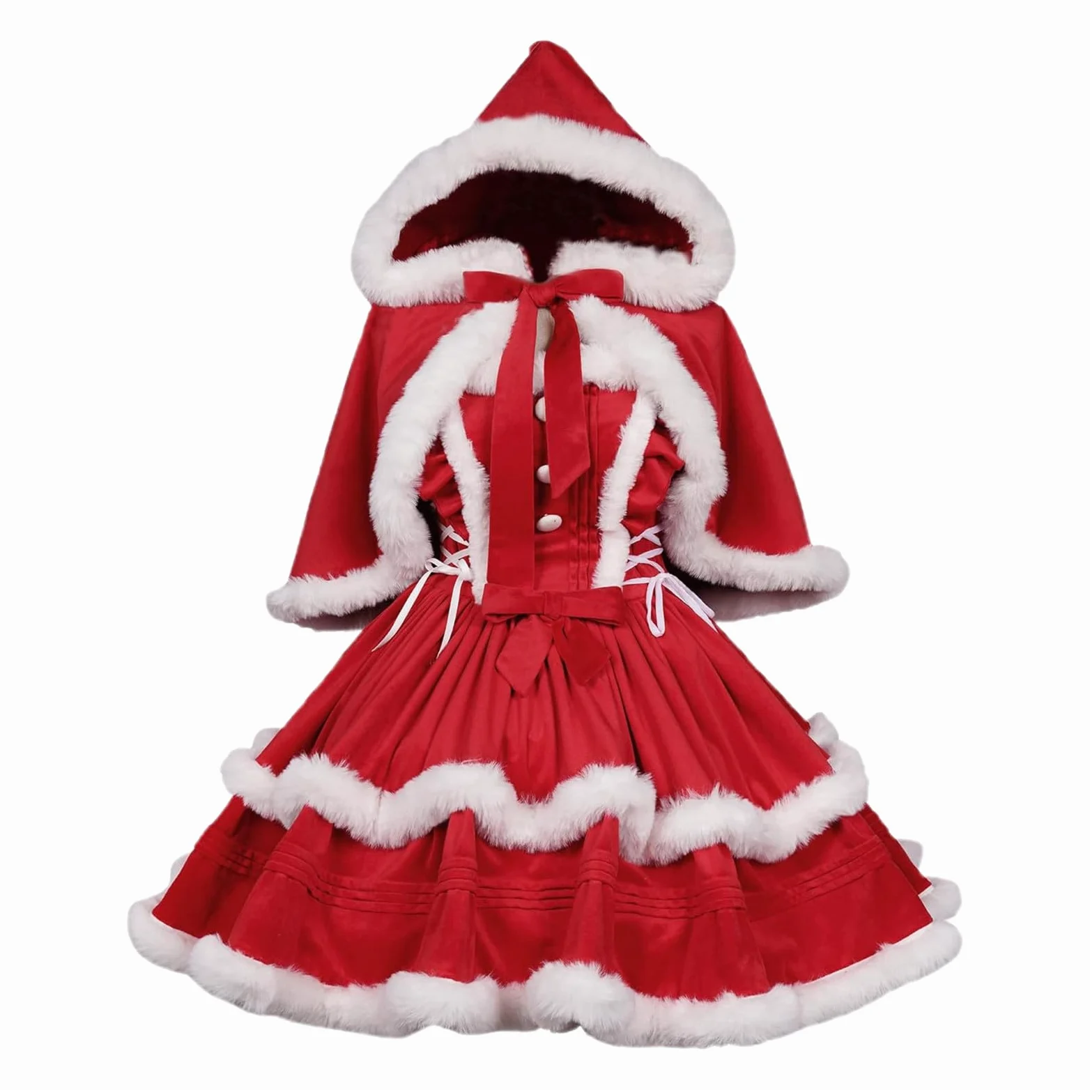 Disfraz de Caperucita Roja | Vestido sexy para niña | Disfraz de Santa Claus | Vestido de tirantes con capa