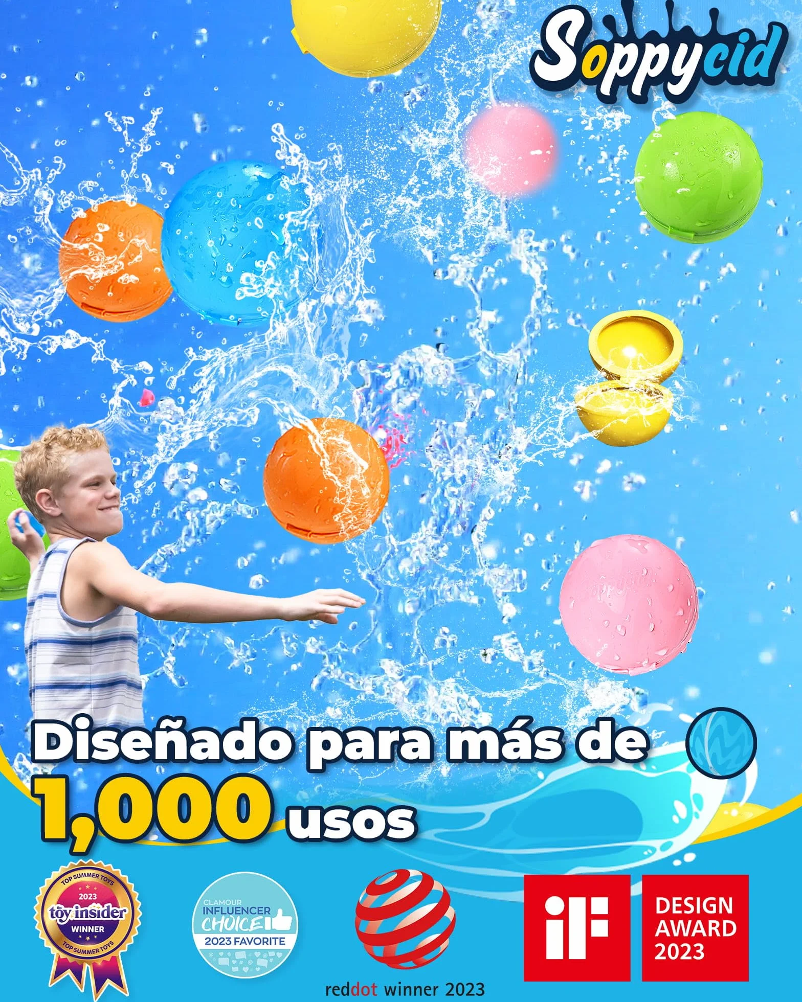 Globos de Agua Reutilizables 6 Piezas Recargables Autosellante Llenado Rápido para Niños Adultos Juguetes de Verano Exteriores