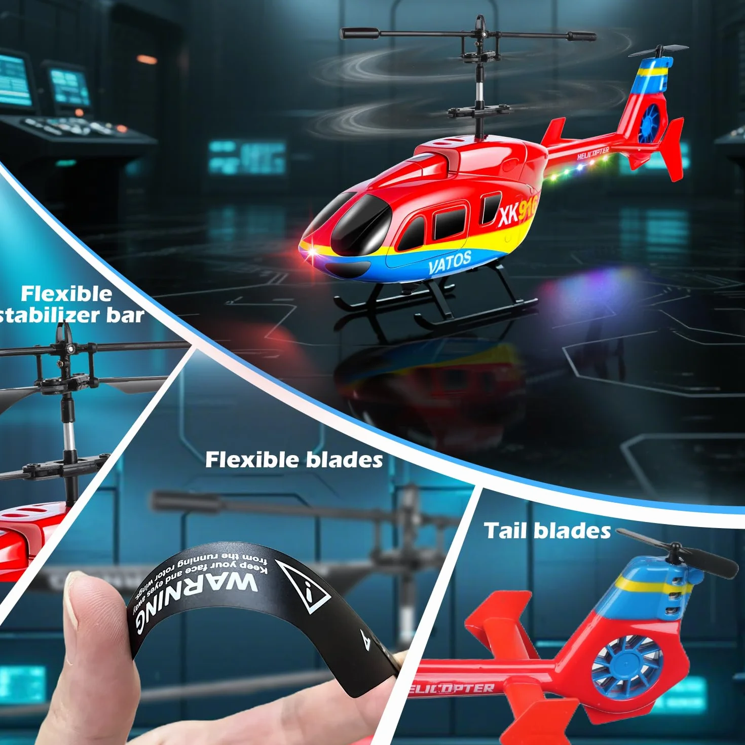 VATOS Helicóptero teledirigido, 2.4GHz Altitud Birdy RC Helicópteros con giroscopio y luz LED, una tecla de despegue y Aterrizaje, 3.5 CH RC Aviones de Juguete para niños Adultos Principiantes