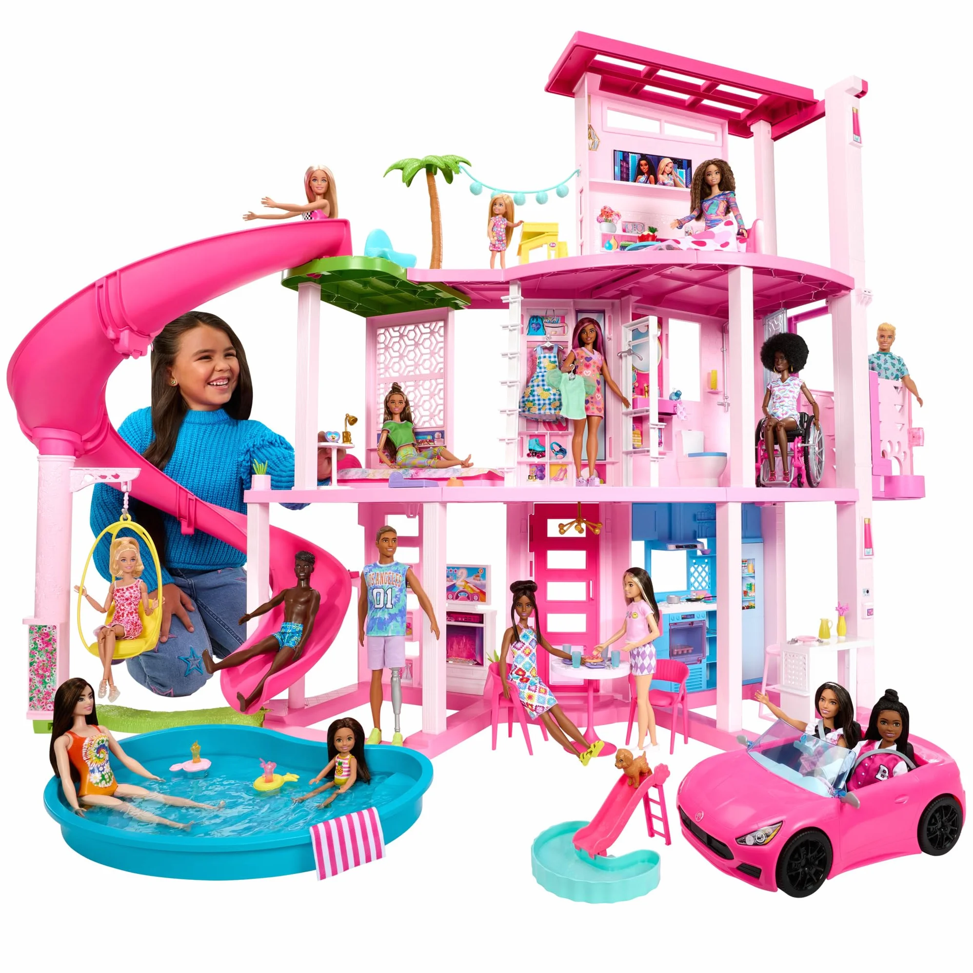 Barbie Dreamhouse 2023 Casa para muñecas de Juguete de 3 Plantas con +75 Muebles y Accesorios, +3 años (Mattel HMX10)