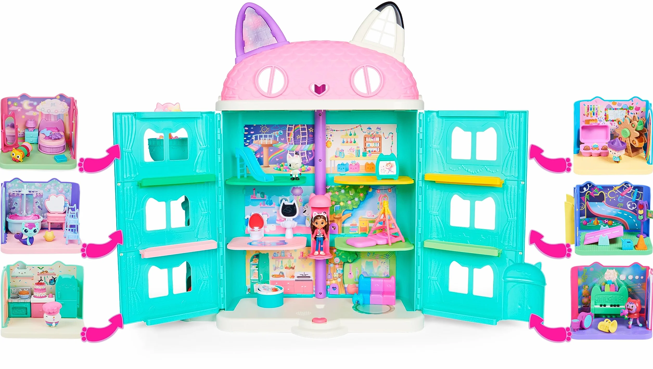 La Casa De Muñecas De Gabby - Dormitorio De Sueñigata Con 1 Figura Sueñigata, 3 Accesorios, 2 Caja Sorpresa Y 3 Muebles | Juguetes Niñas 3 Años O Más | Regalo Niña 3 Años O Más De Gaby Gato