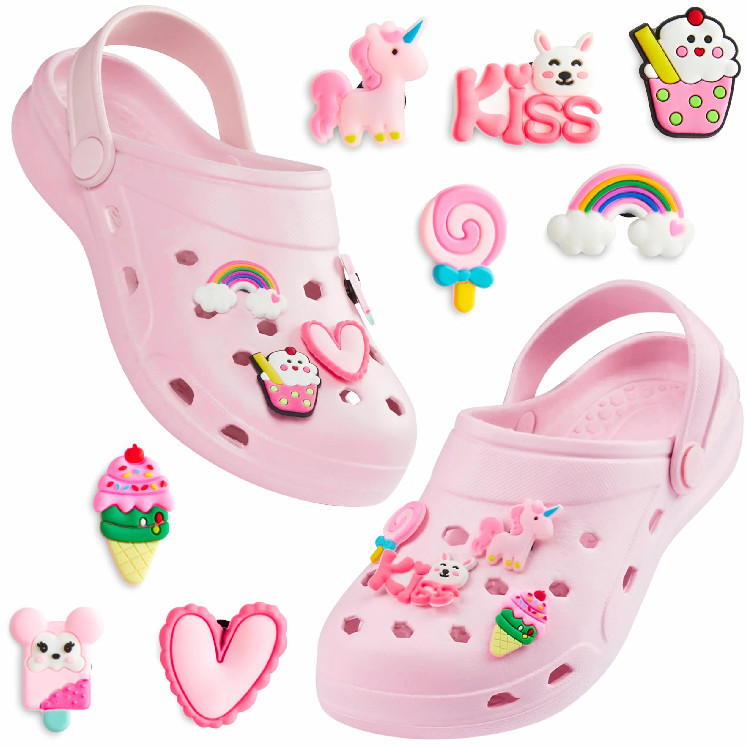 CityComfort Zuecos Niña con Charms Removibles Playa Piscina