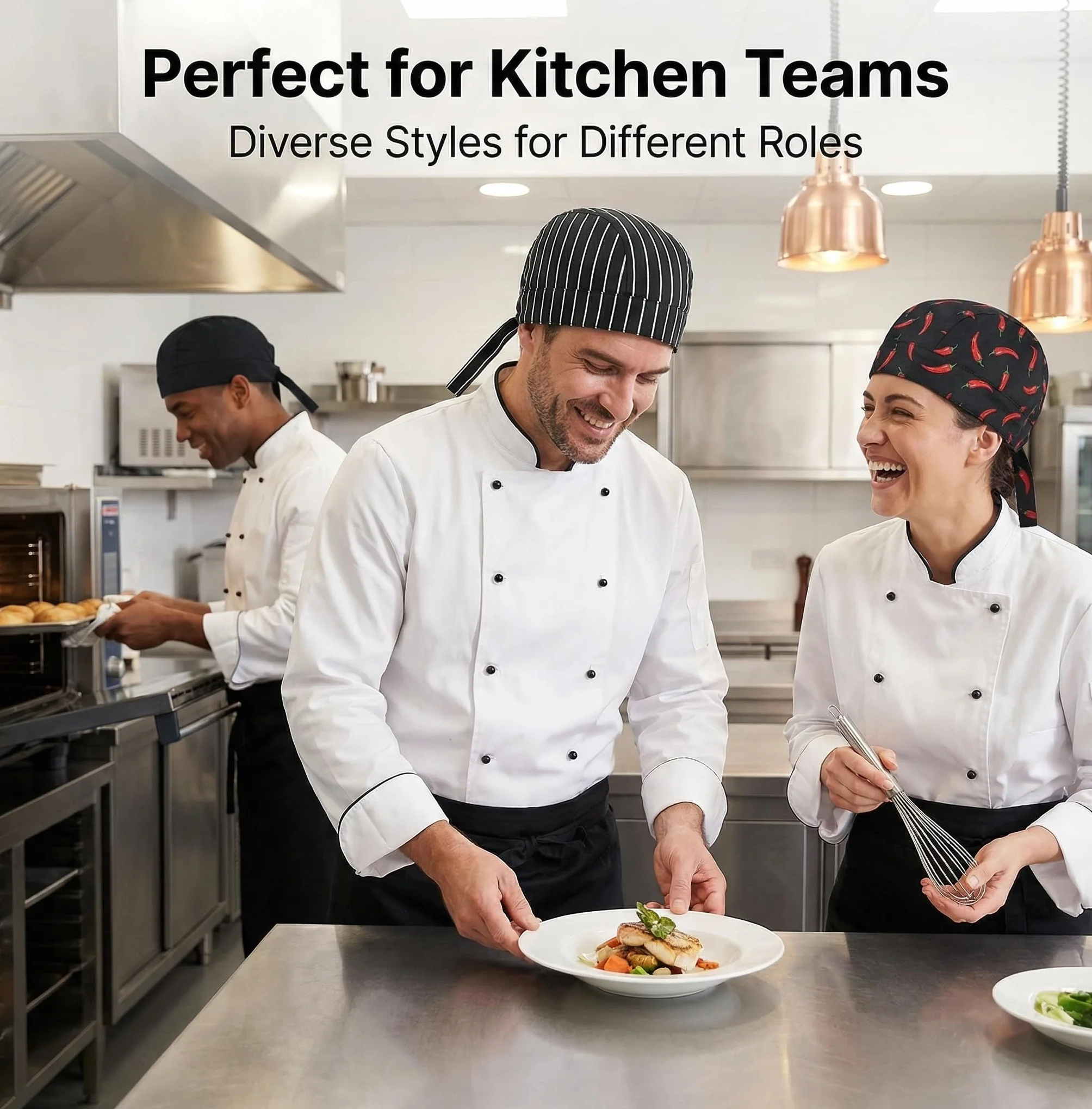 Gorros de Cocina Ajustables Bandana Chef Unisex Estilo Japonés 5 Piezas