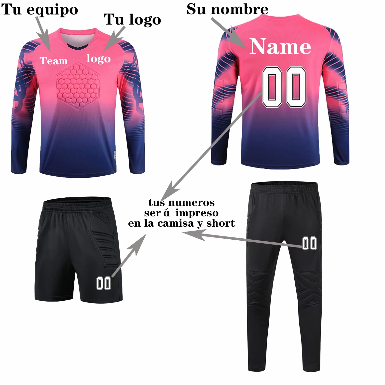 Camiseta de Portero Personalizada con Nombre y Número para Niños y Adultos