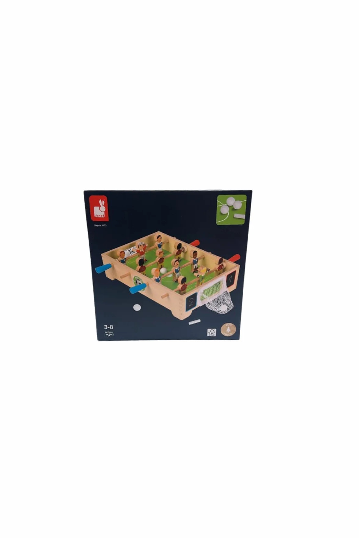 Janod - Mini Futbolín de Mesa en Madera Champions - Desde 3 años, J02070, Multicolor