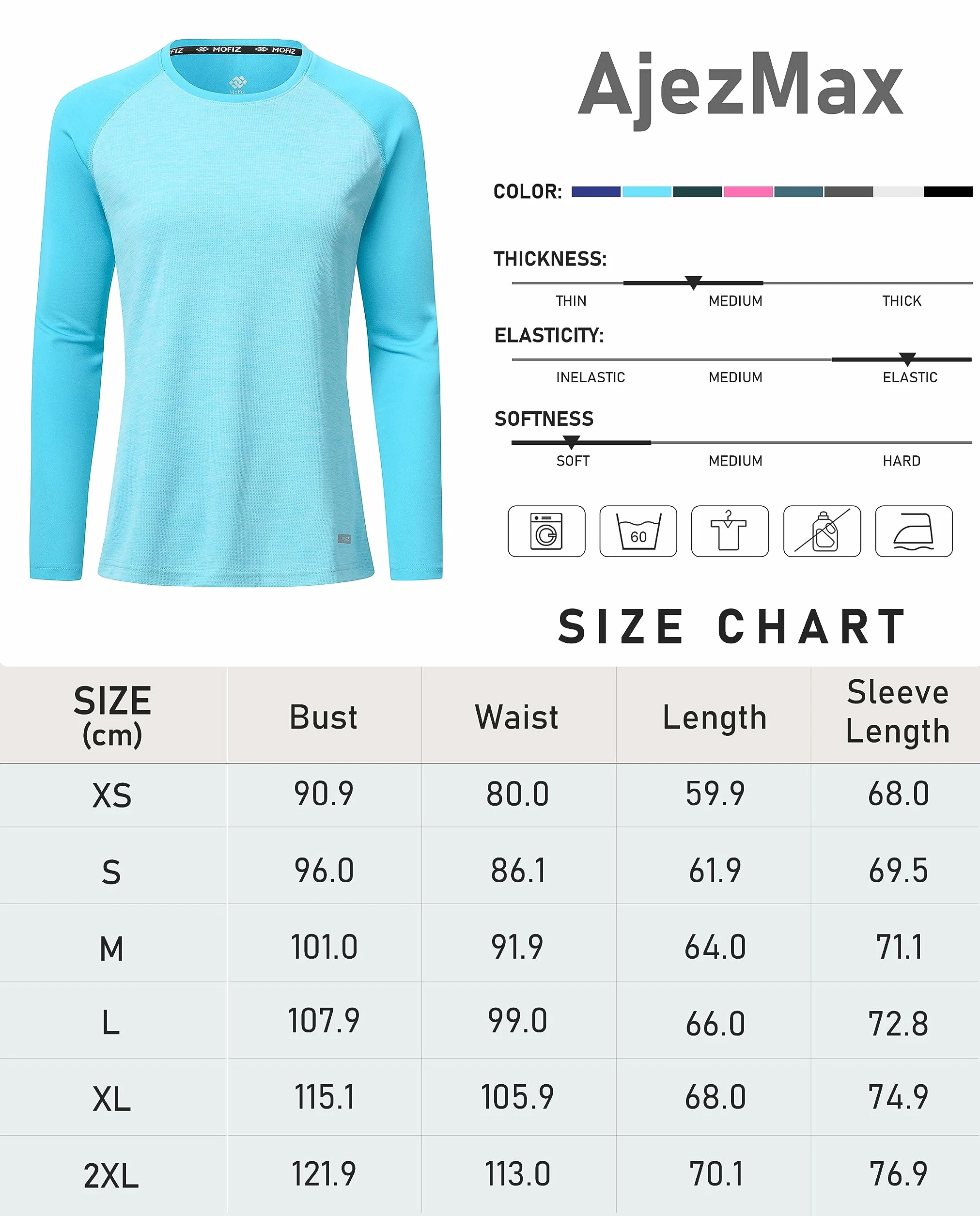 Camiseta de Manga Larga para Mujer, Protección Solar UPF 50+ UV, Secado rápido