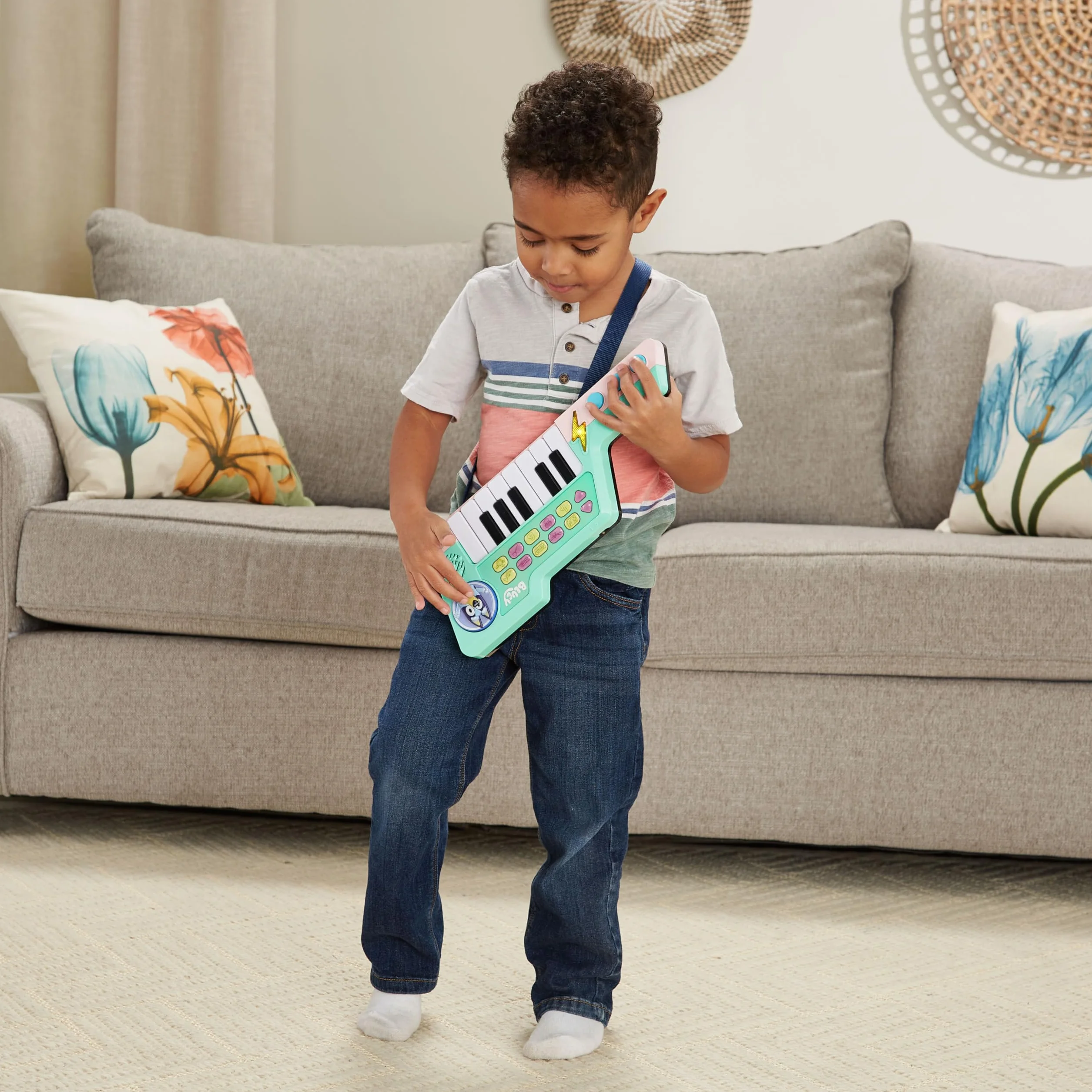 VTech - Teclado-Guitarra de Bluey, Piano y Guitarra interactiva 2 en 1, Elige Entre 10 Instrumentos y Sonidos, CREA Tus propias melodías, Regalo niños +3 años, Versión ESP