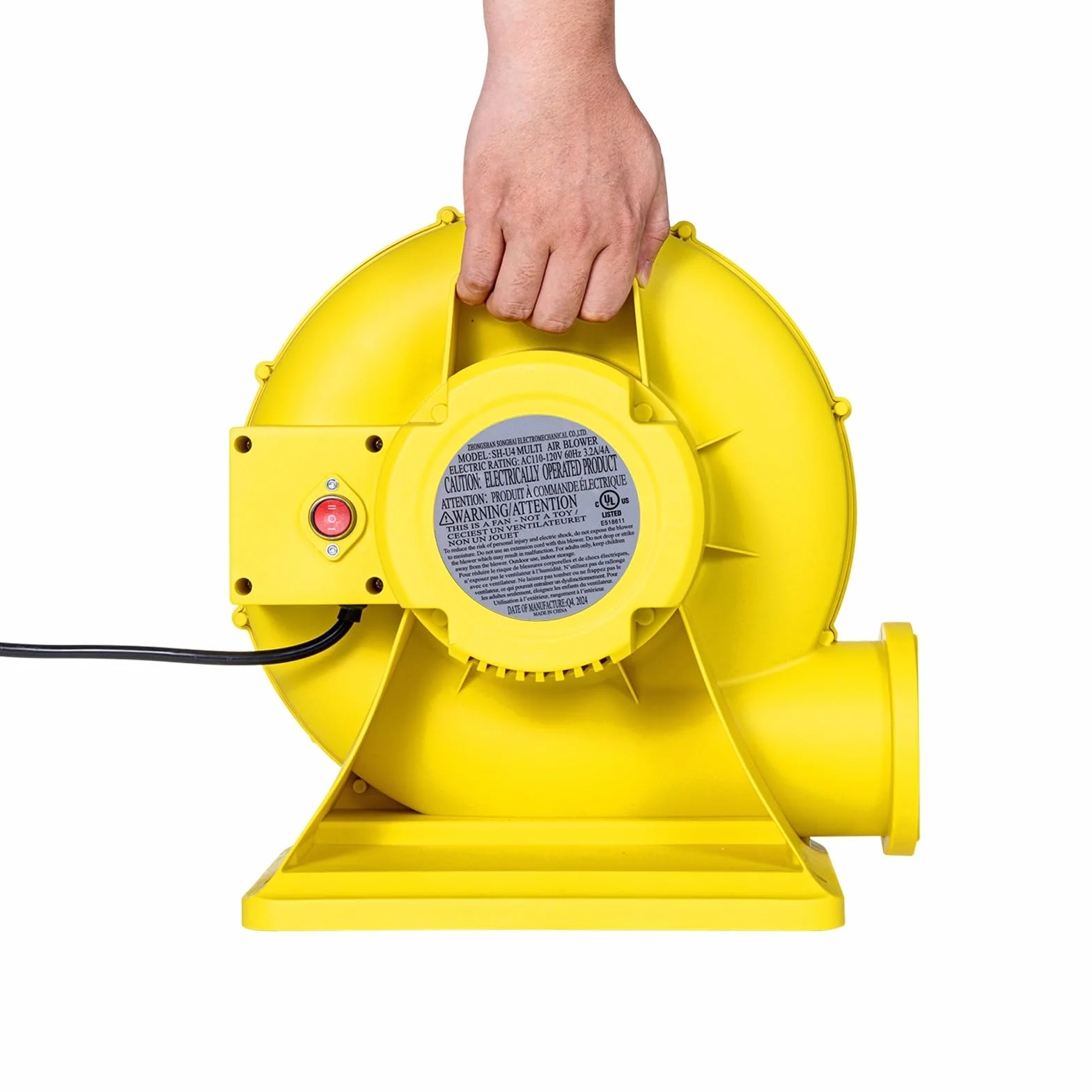 VEVOR Soplador de Aire para Castillos Inflables, 590 W y 690 W, 1,0 HP, Bomba Comercial, Ventilador Eléctrico 2750 RPM, Castillos Inflables, Toboganes de Agua, Amarillo, 360 x 230 x 370 mm
