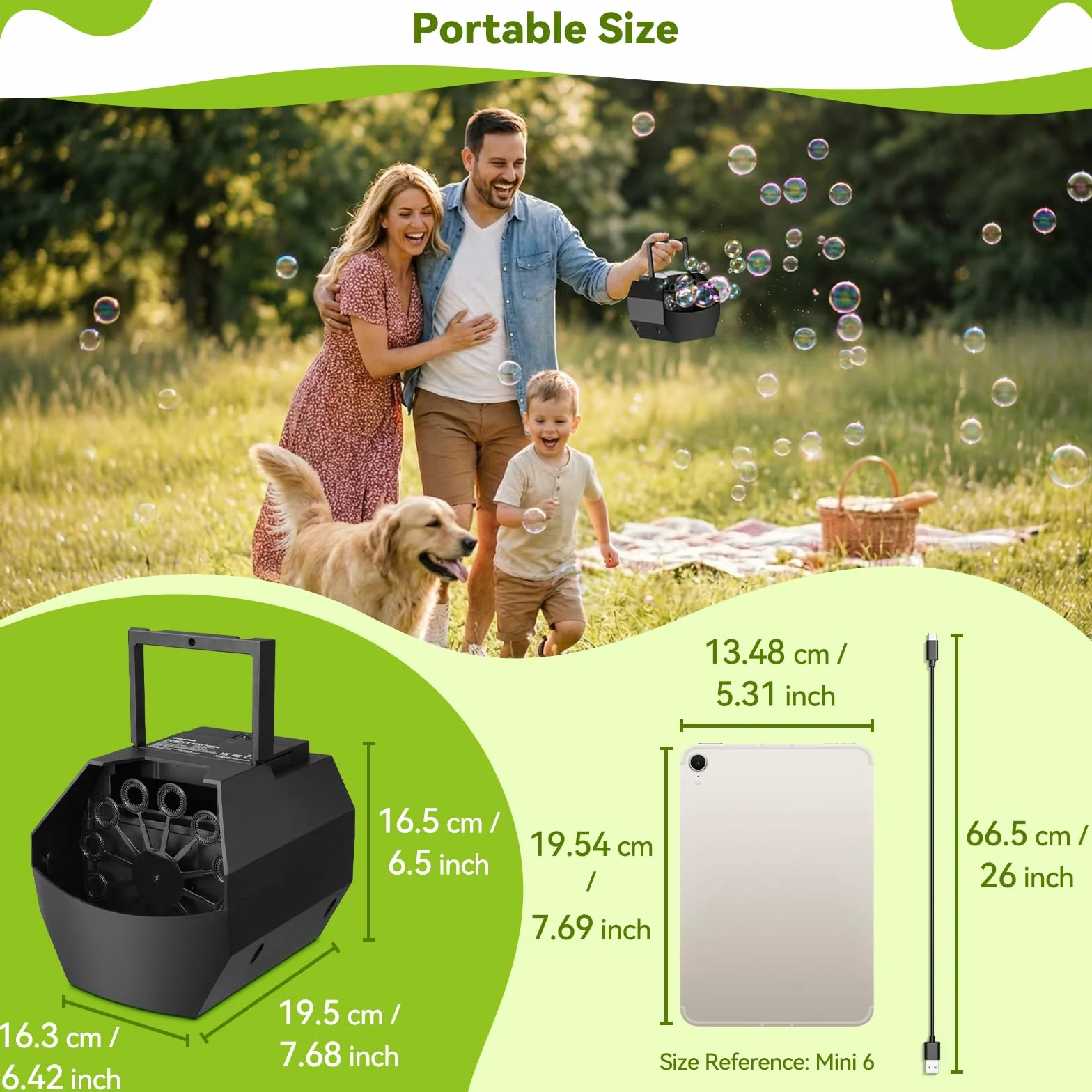 Máquina de Burbujas, Theefun 500ml Maquina de Burbujas para Niños Automático Portátil Máquina de Burbujas 1500+ Burbujas por Minuto para Niños Boda Cumpleaños Fiestas