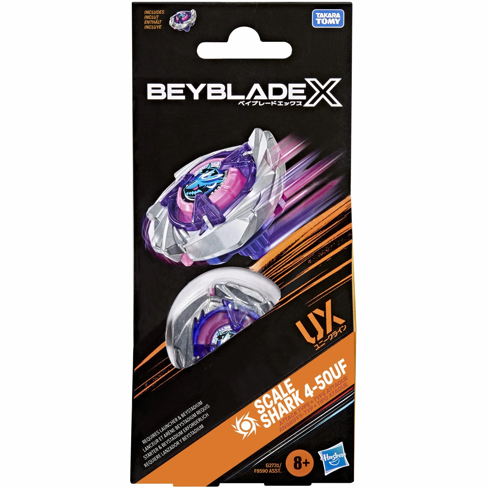 Beyblade X Scale Shark 4-50UF Kit de Refuerzo Top Takara Tomy Tipo Ataque